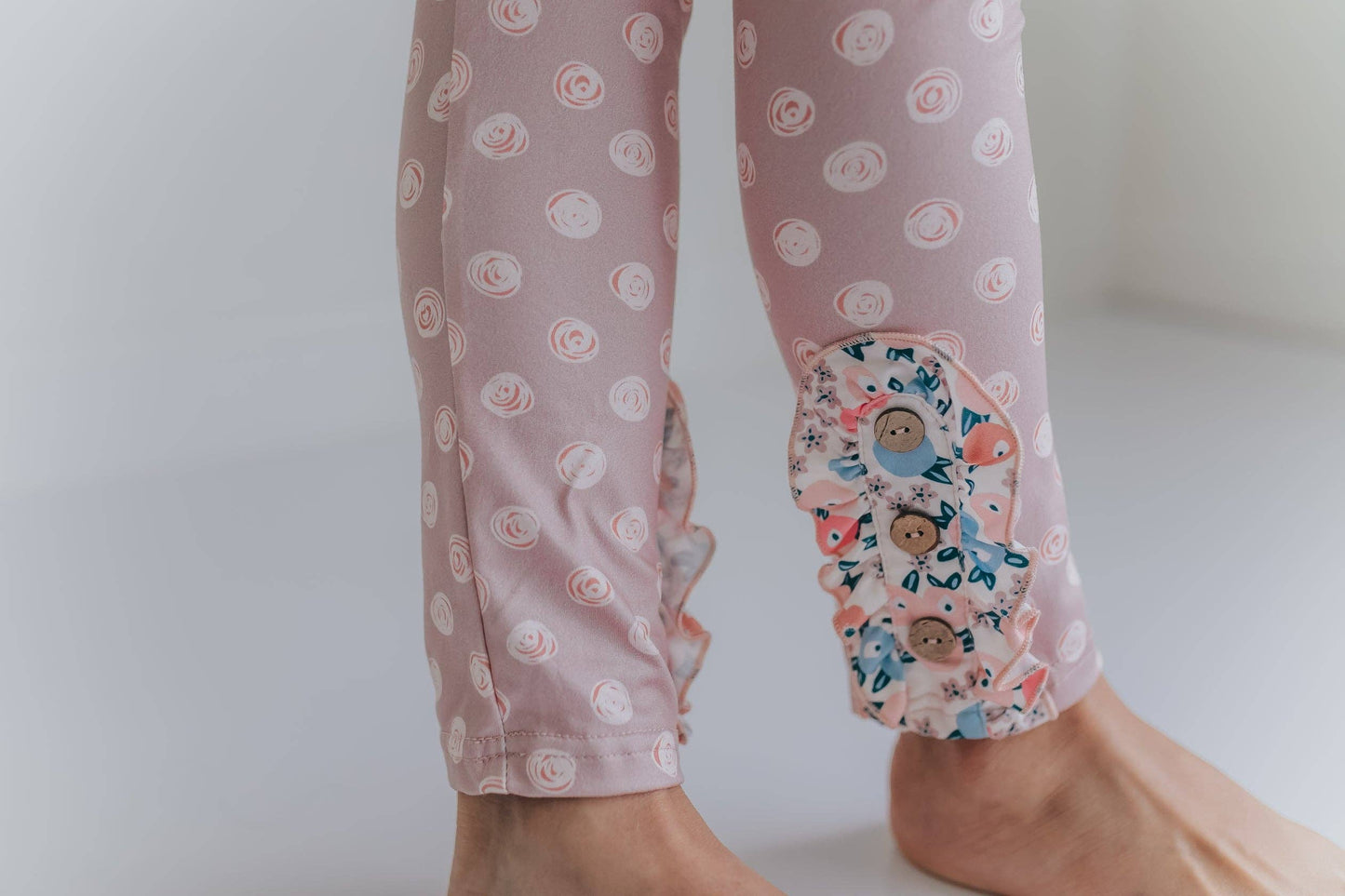 Girls Sand Floral 3 Tiered Fall Ruffle Button Legging Set