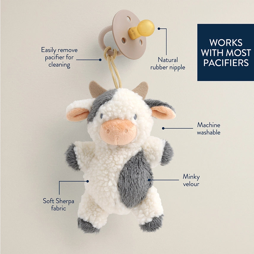 Bitzy Pal Natural Rubber Pacifier & Stuffed Animal (Cow)