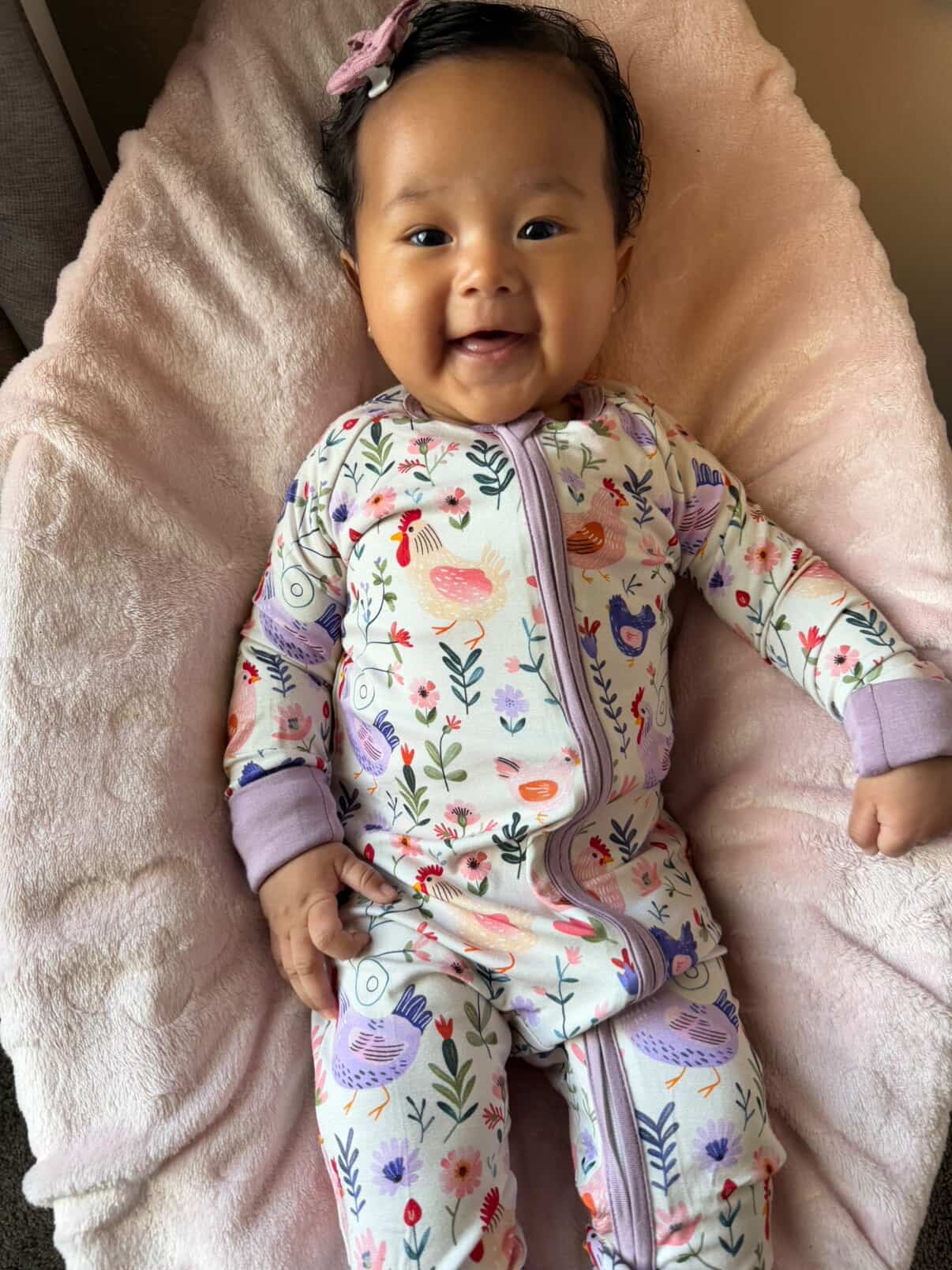 Sweet Chicken Blooms Bamboo Zipper Romper