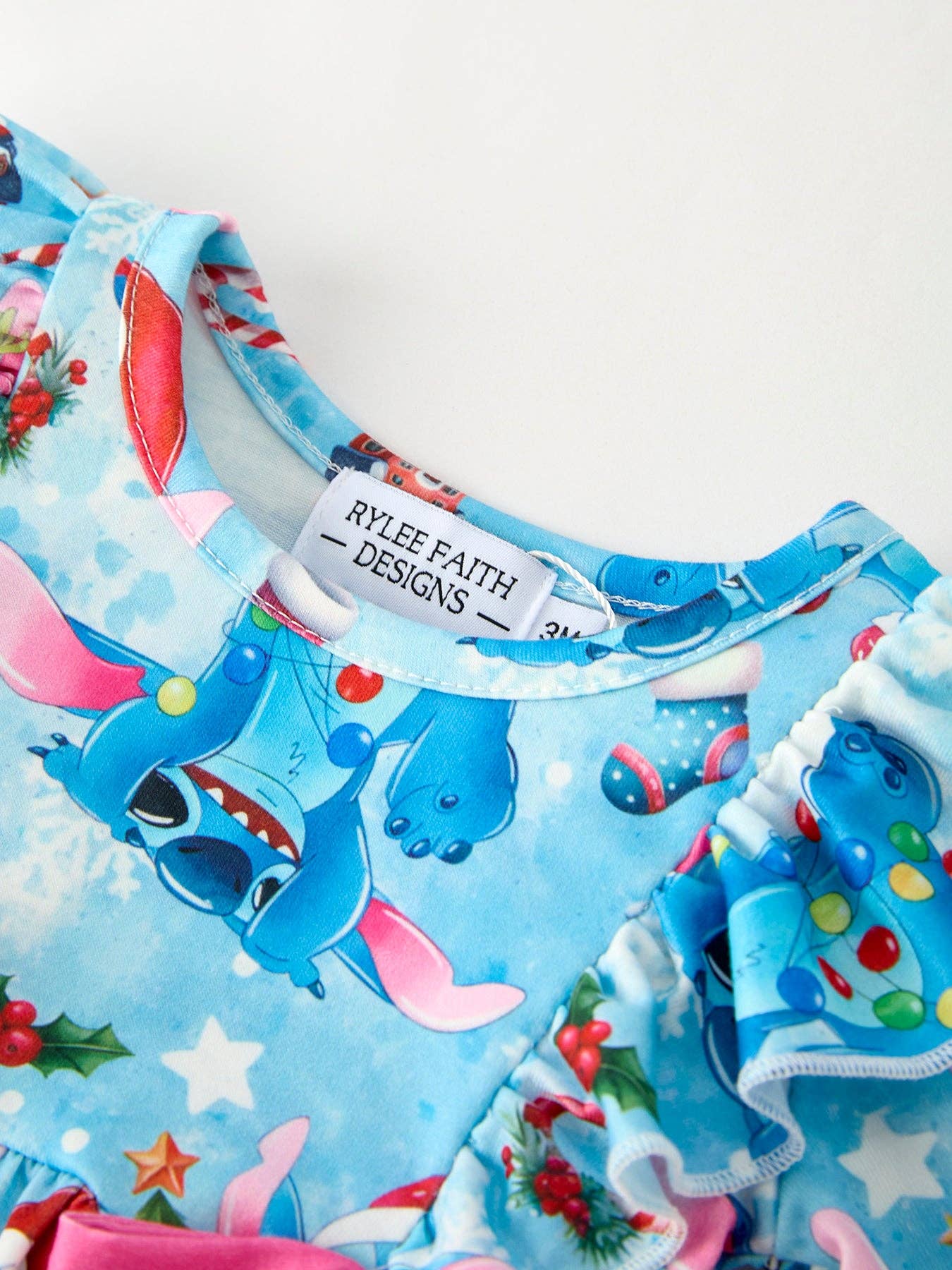 Christmas Baby Girls Bow Romper with Ruffle Detail
