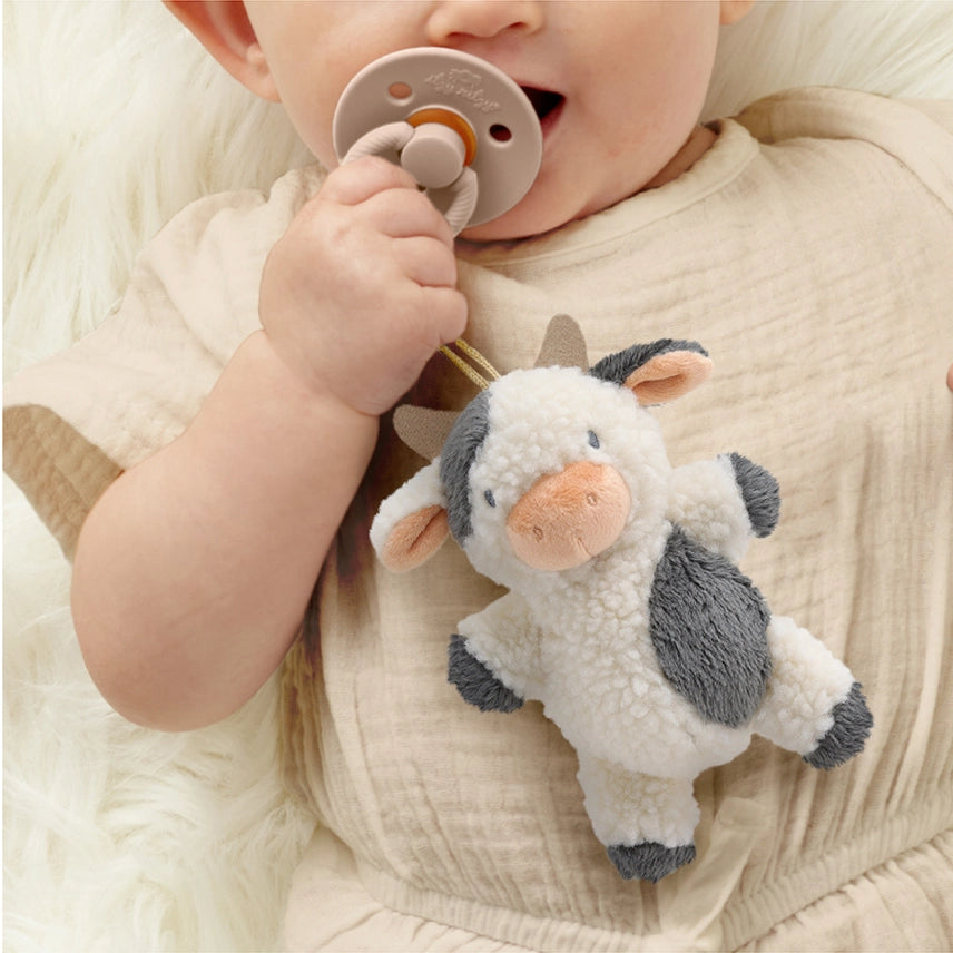 Bitzy Pal Natural Rubber Pacifier & Stuffed Animal (Cow)