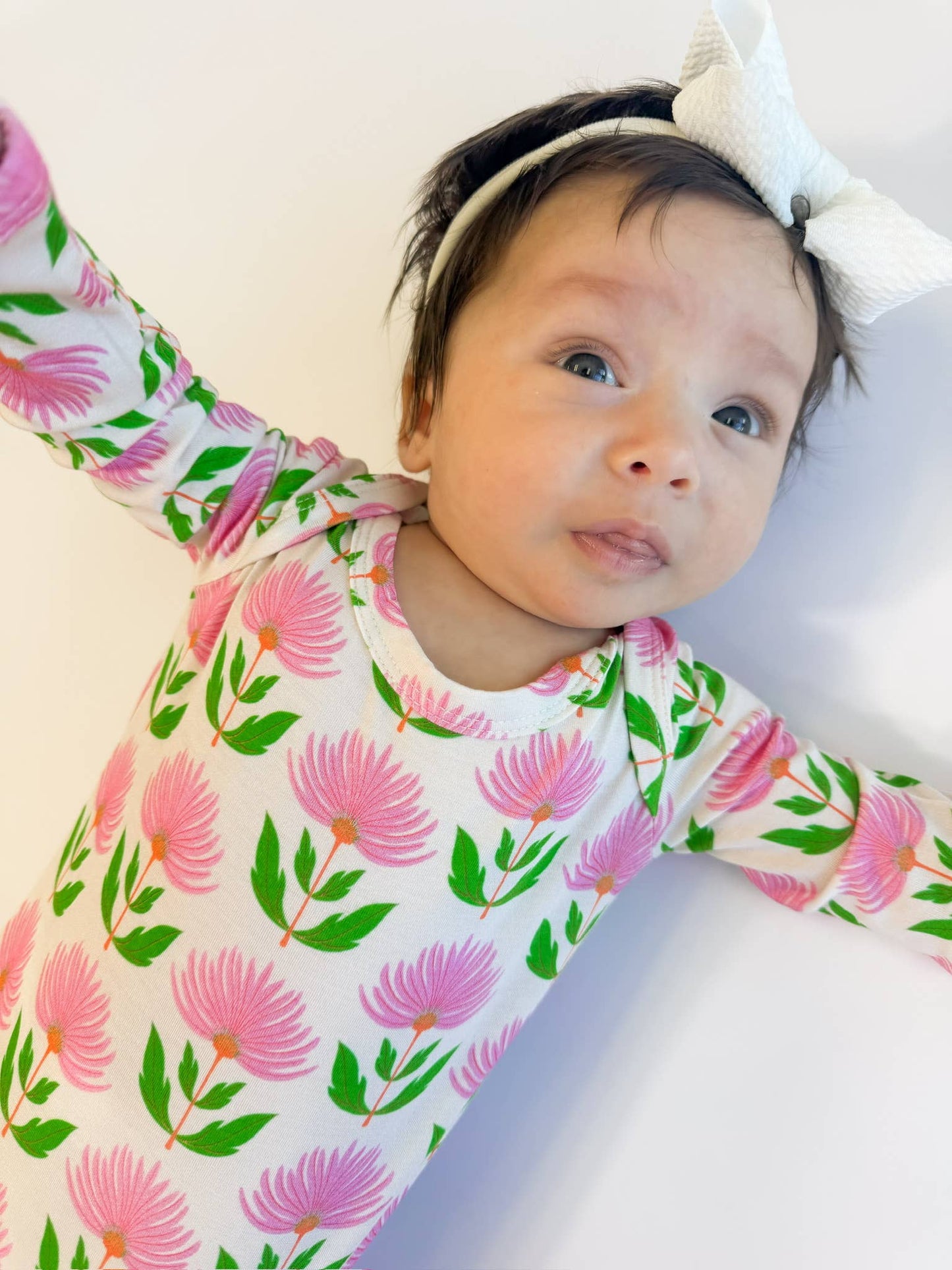 Pink Block Flower Knotted Gown