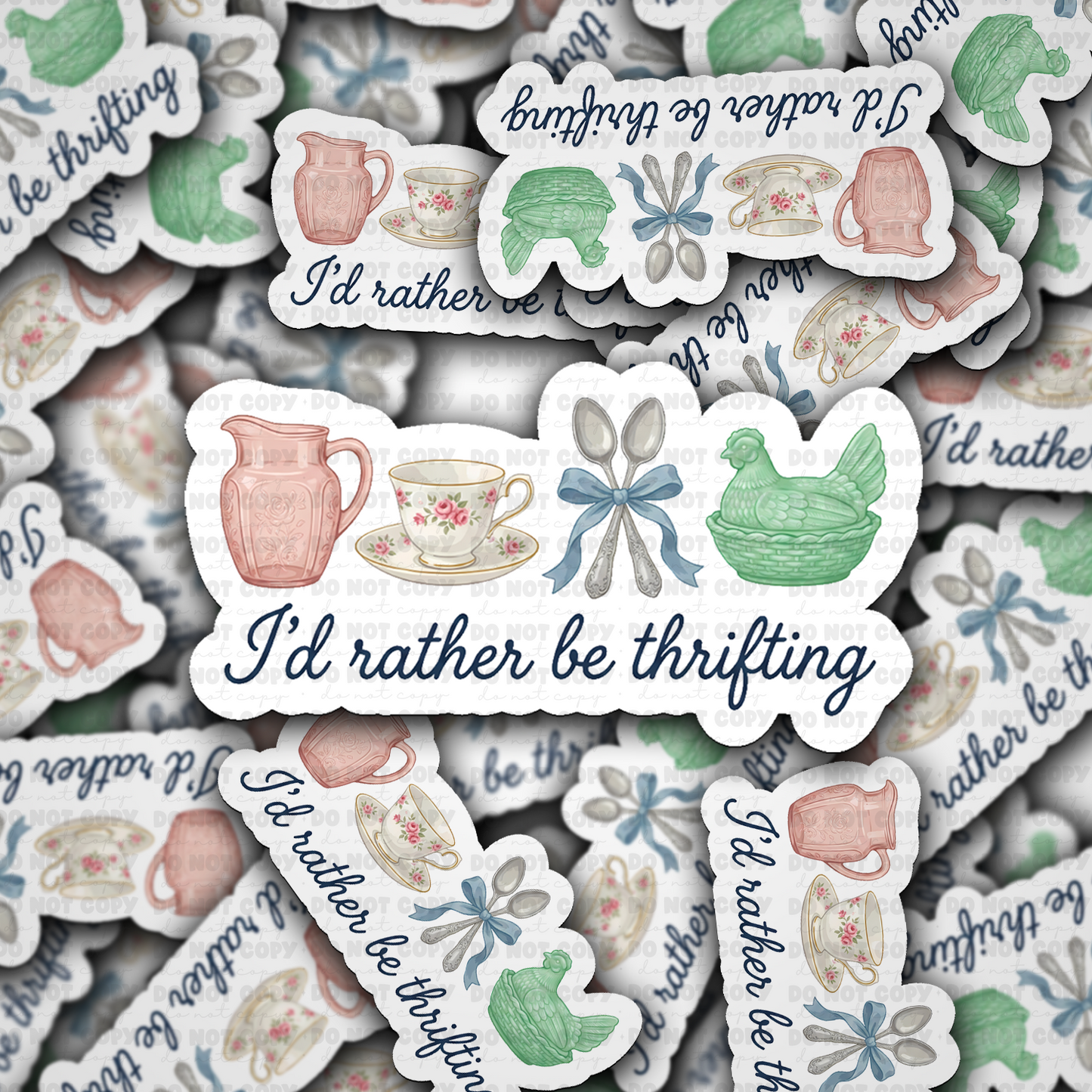 DS - 2670 I'd rather be thrifting Die Cut sticker