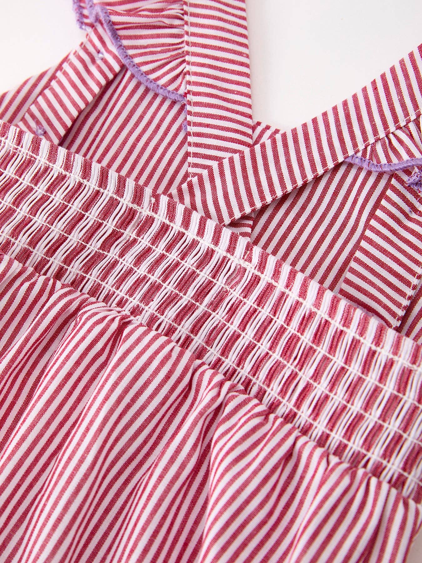 Summer Sea Embroidery Girls Striped Romper