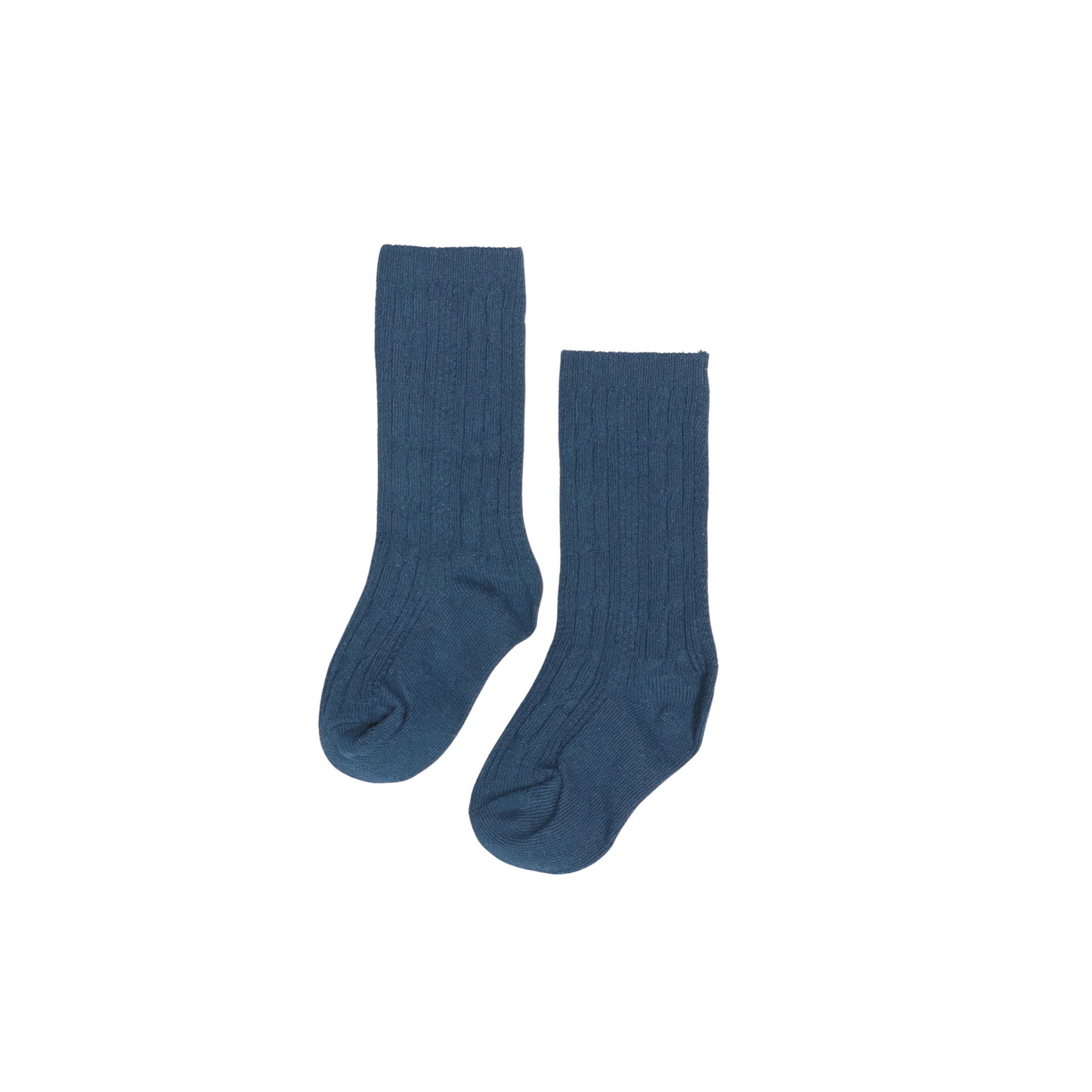 Navy Cable Knit Knee High Socks