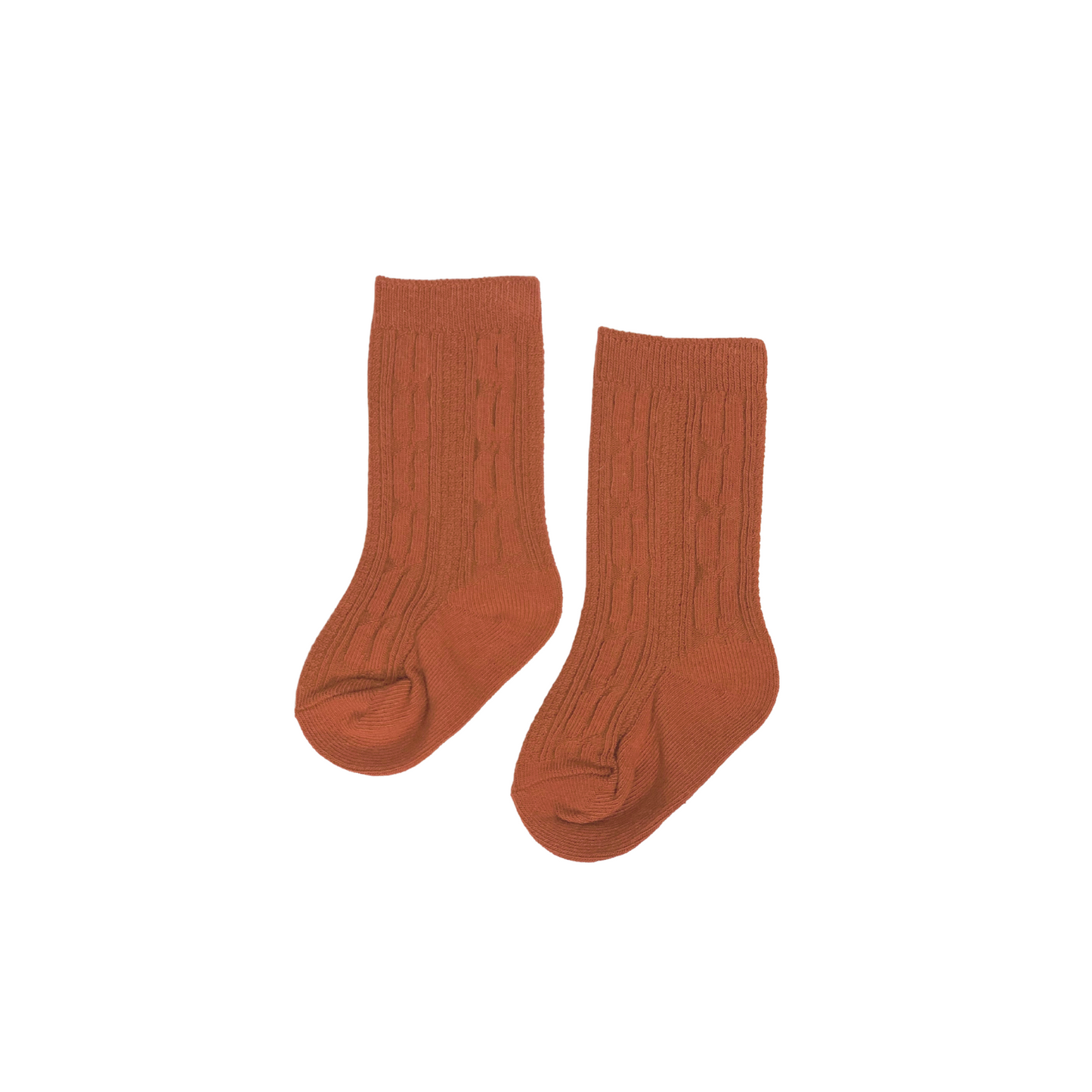 Rust Cable Knit Knee High Socks