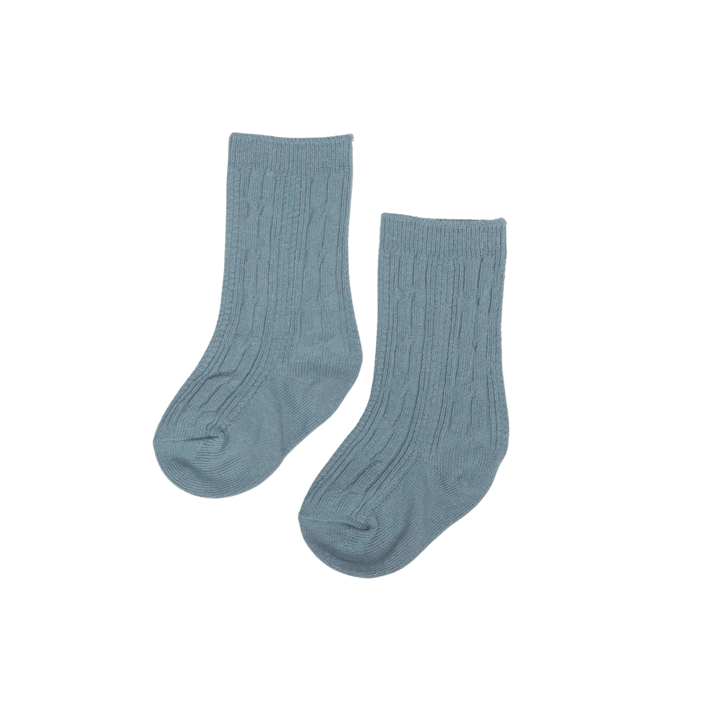 Steel Blue Cable Knit Knee High Socks