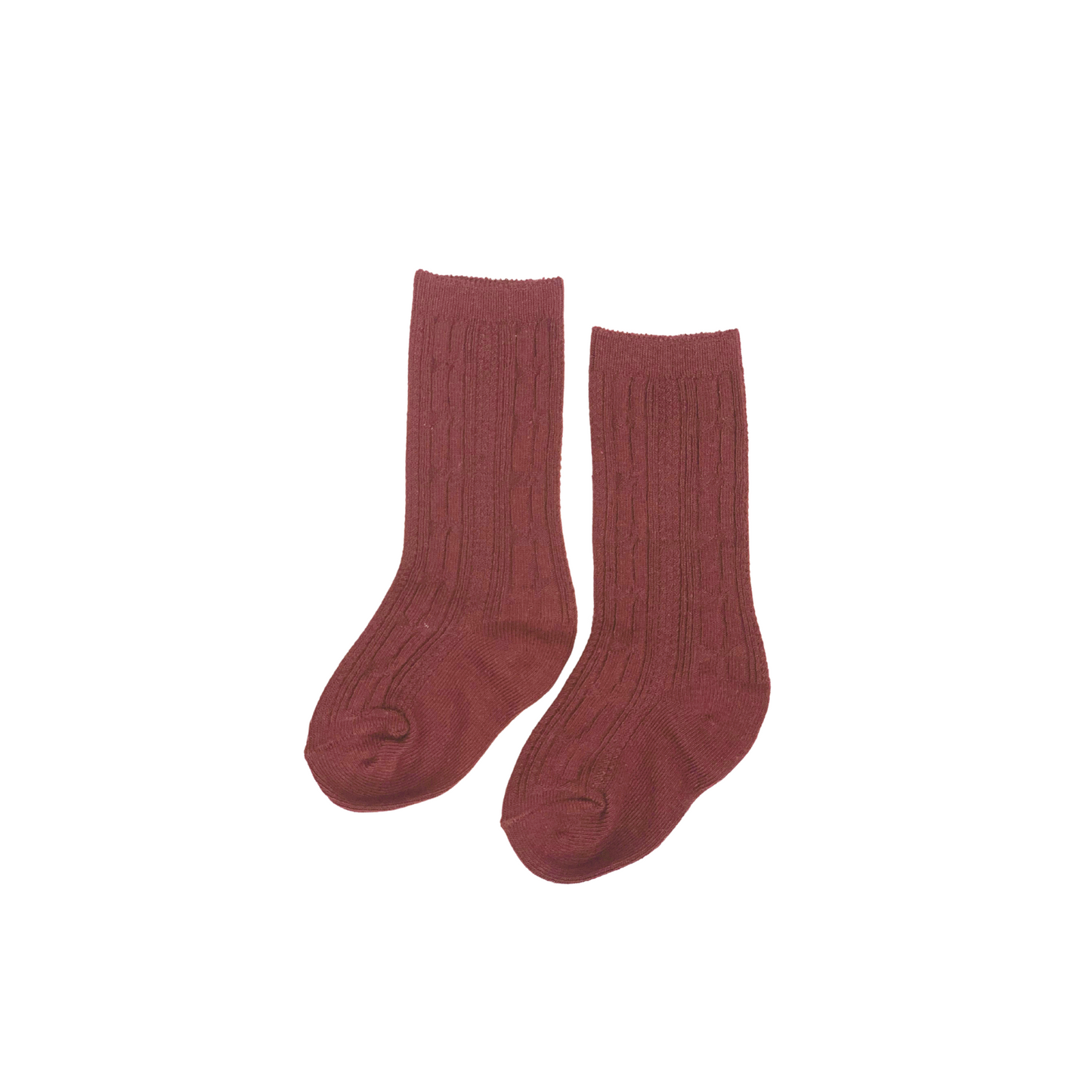 Wine Cable Knit Knee High Socks