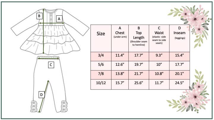 Girls Sand Floral 3 Tiered Fall Ruffle Button Legging Set