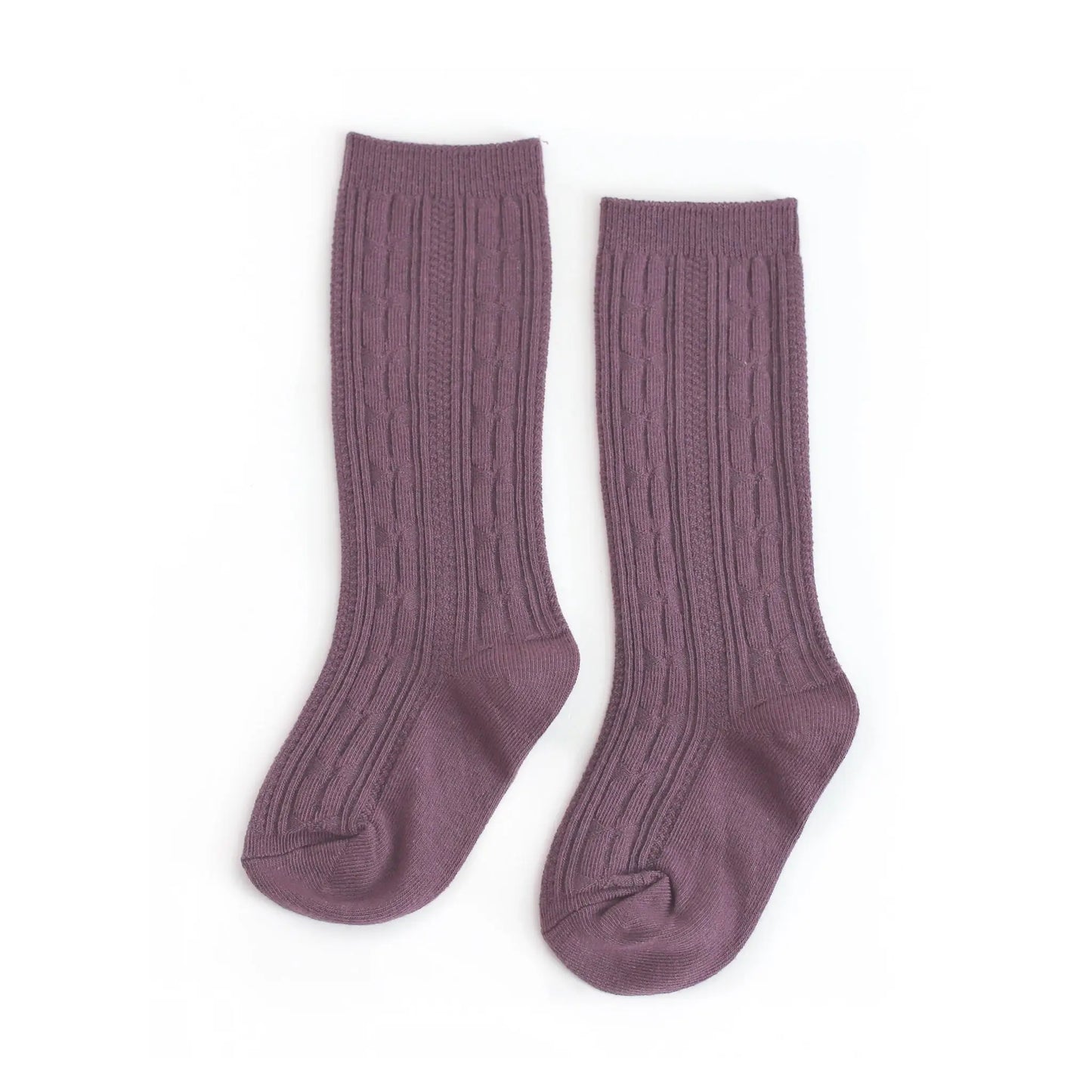 Dusty Plum Cable Knit Knee High Socks