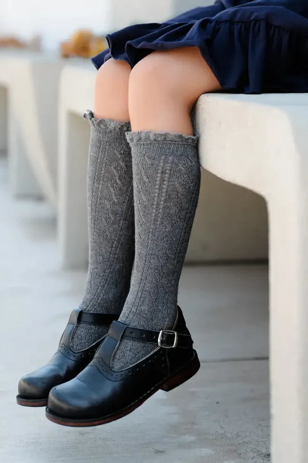 Charcoal Fancy Knee High Socks