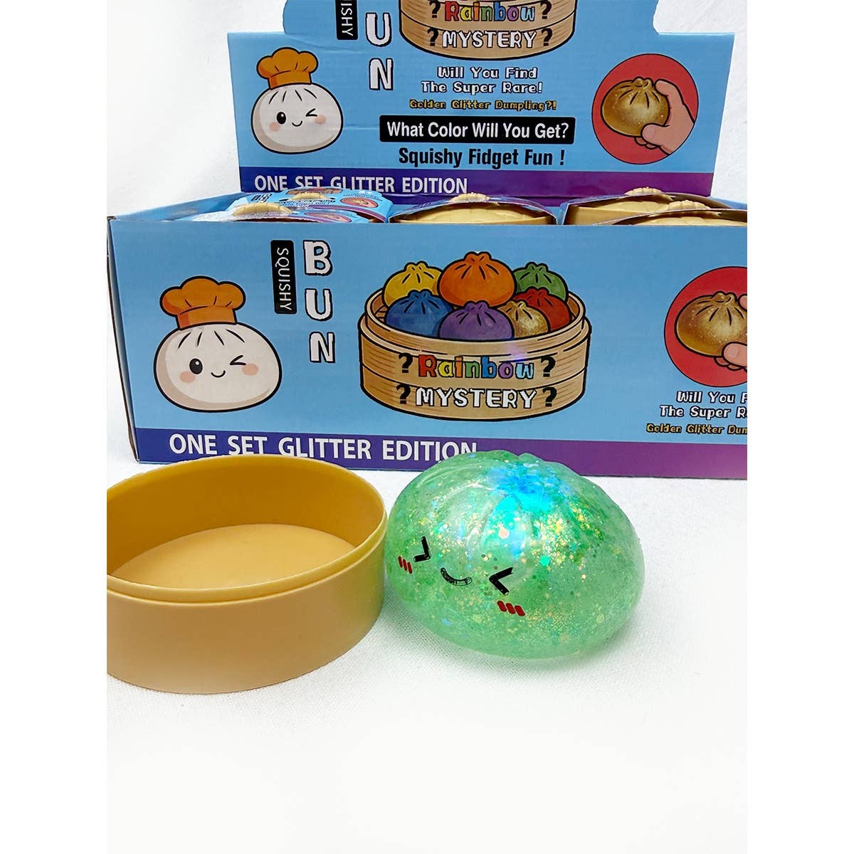 Glitter Light Up Mystery Dumpling Squishy with Steamer