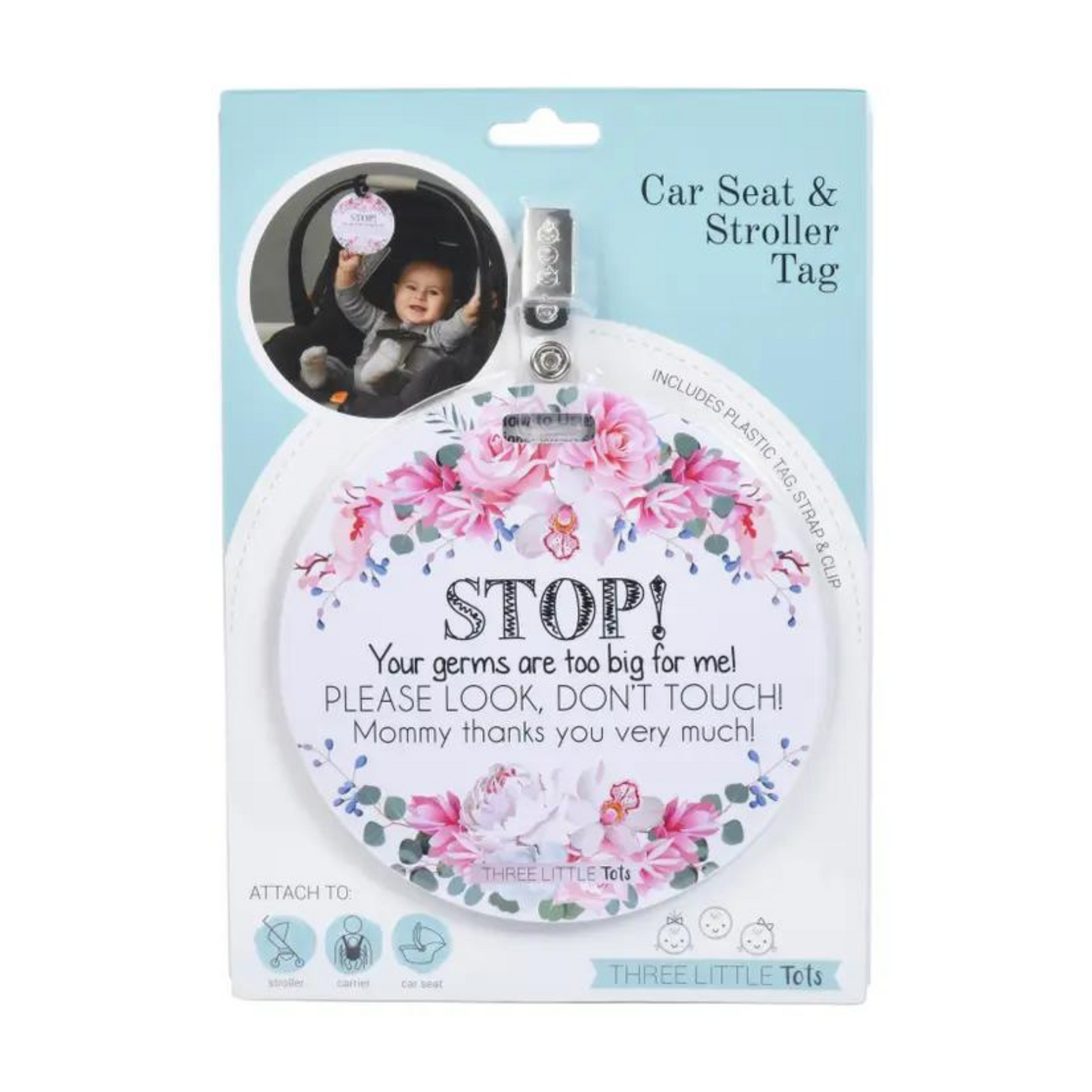 Flower No Touching Baby Car Seat and Stroller Tag
