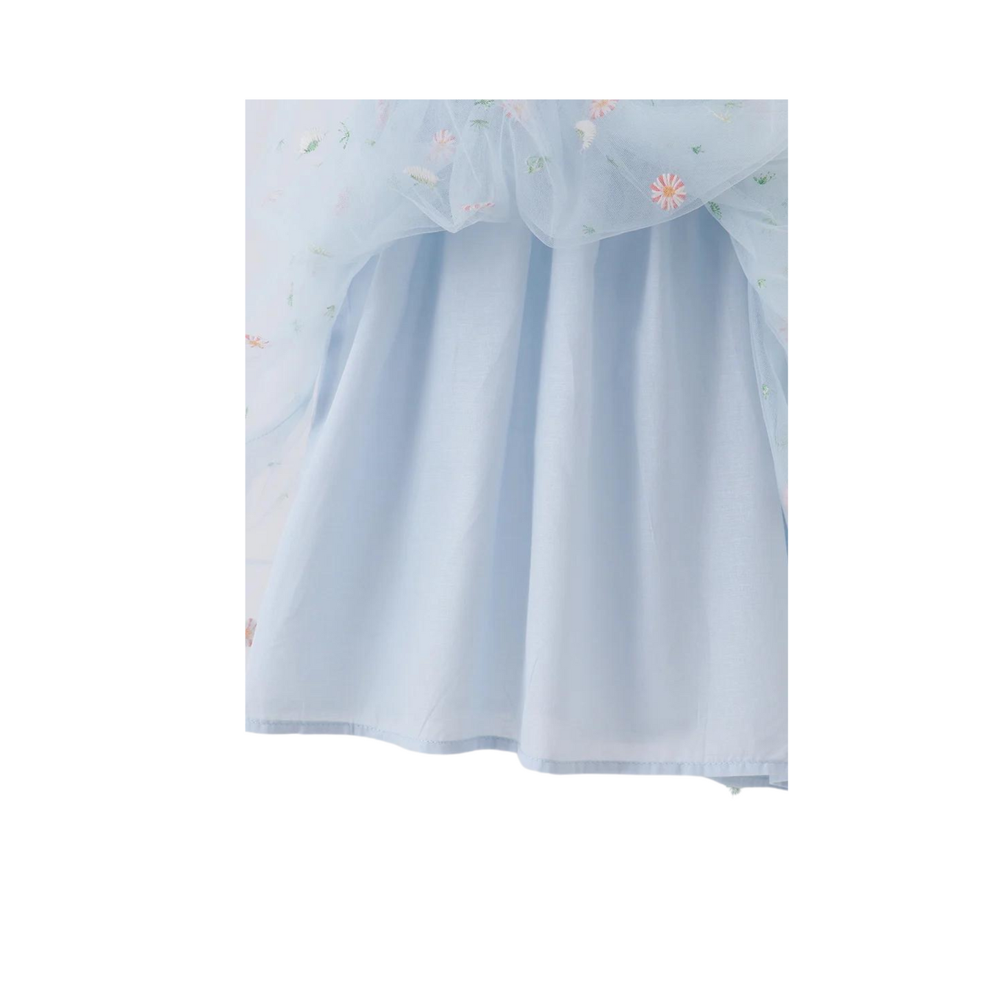 Blue Strap Daisy Embroidery Tulle Dress