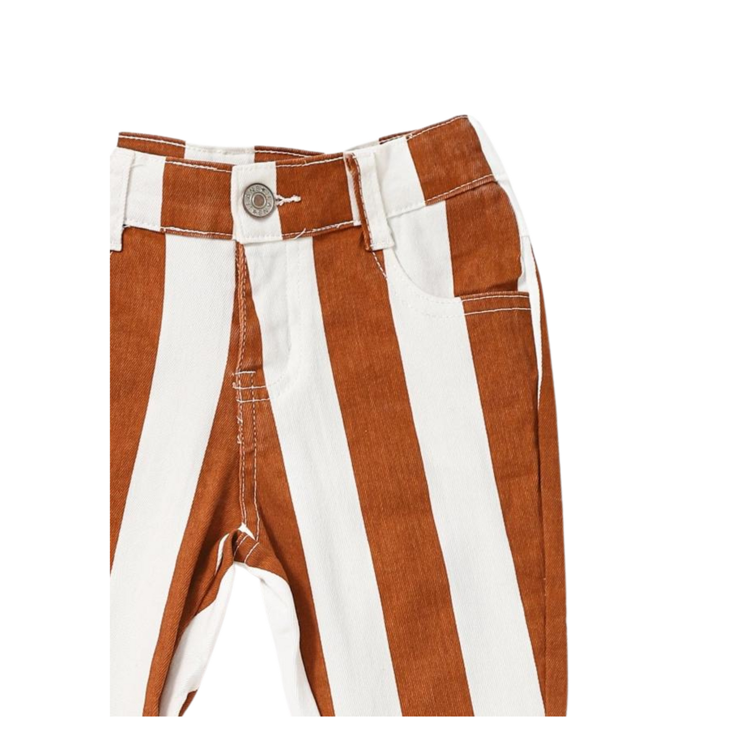 Brown/White Striped Bell Bottom Jeans