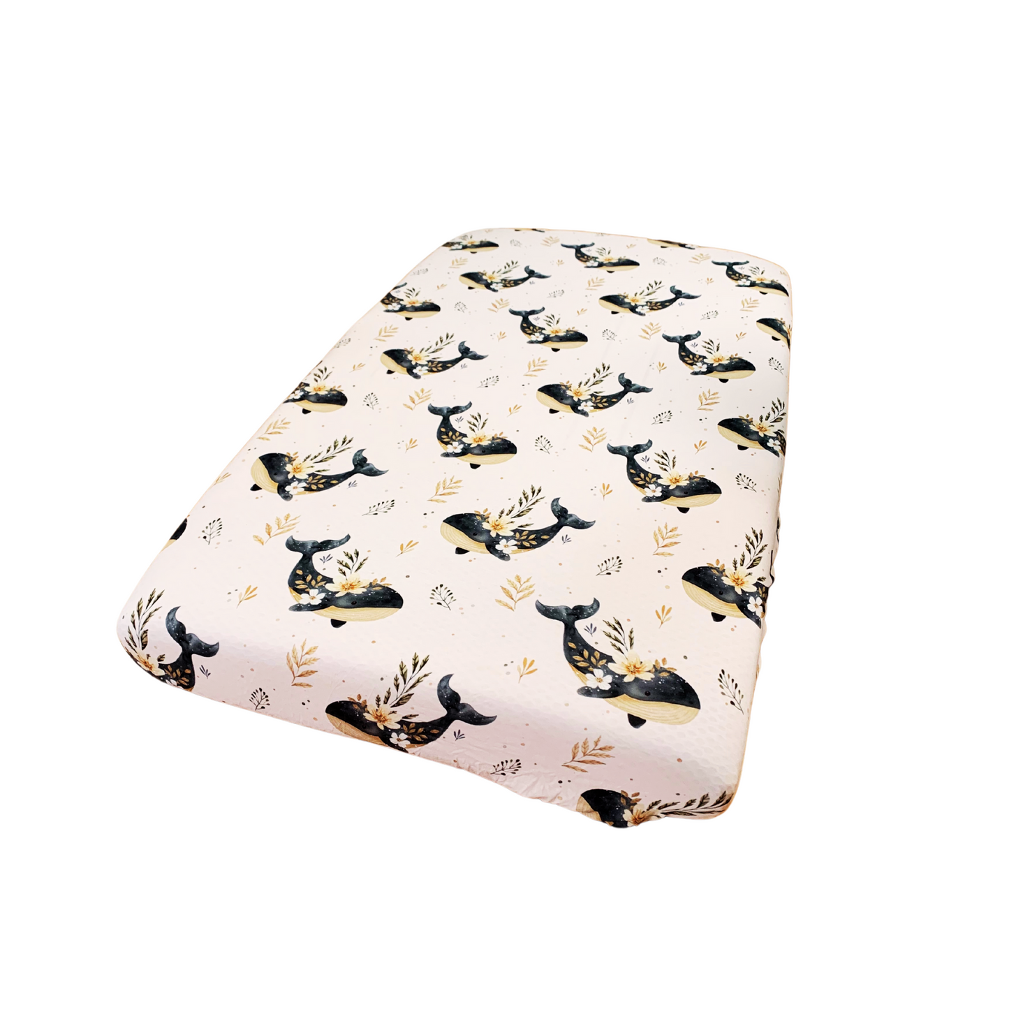 Floral Whales Bamboo Crib Sheet