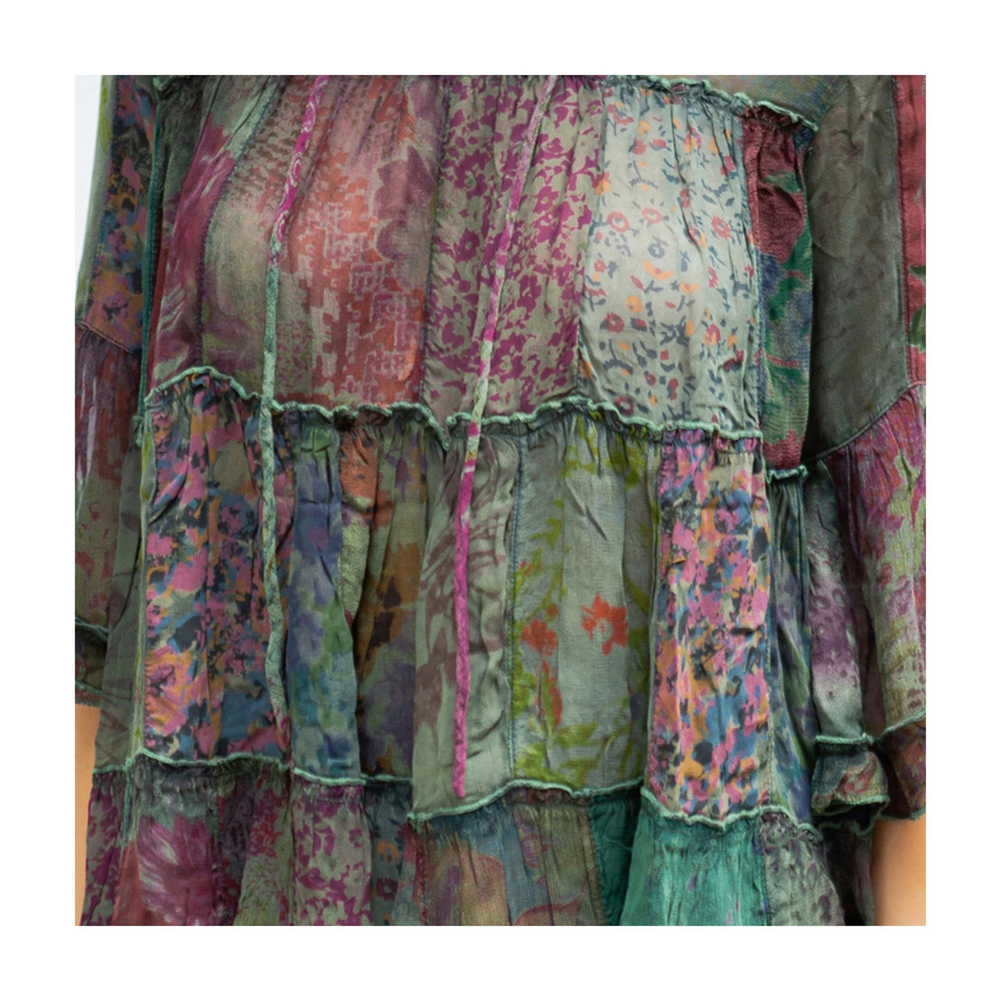 Chic Overdyed Band Collar Jhabla Top (Basil + Plus Size)