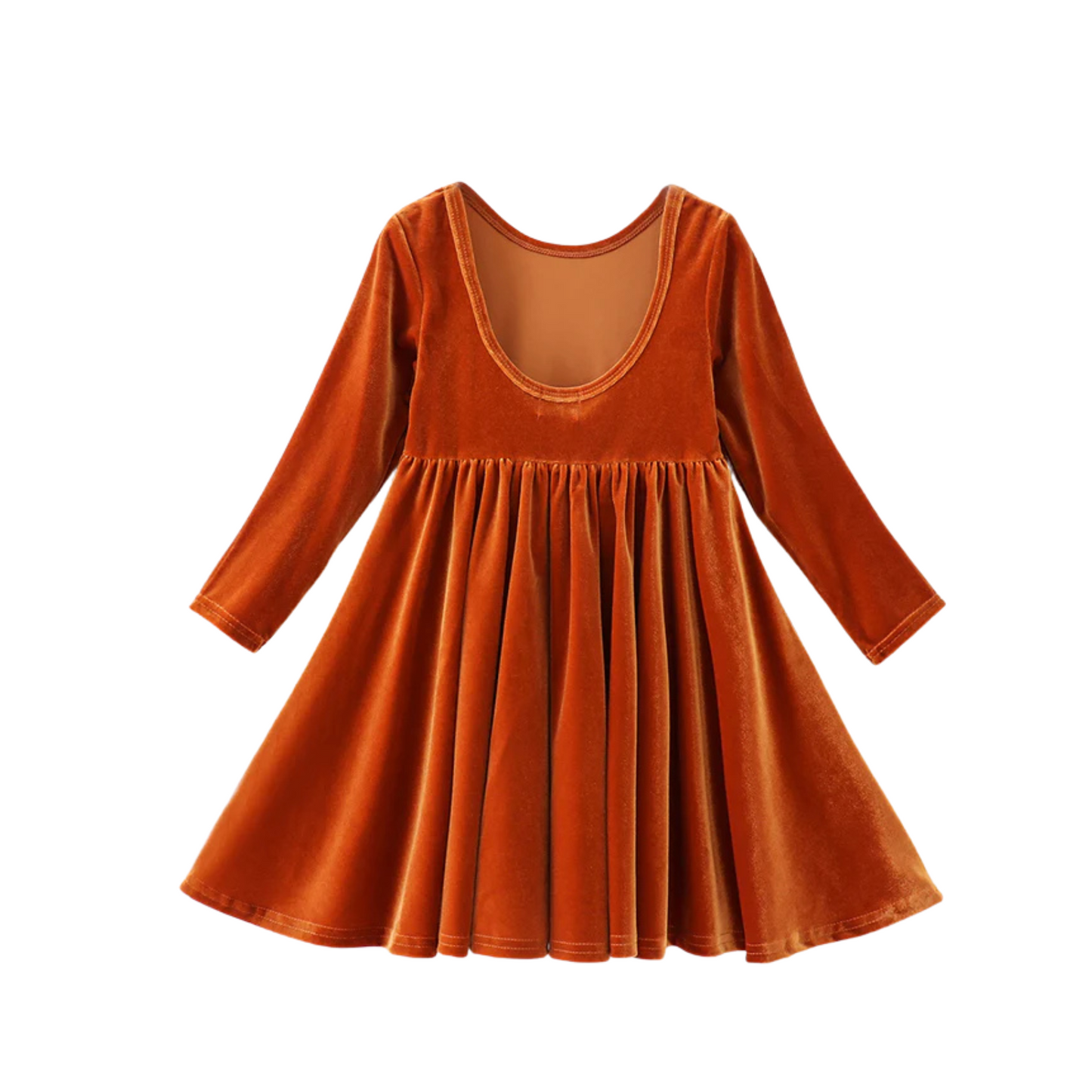 Premium Gold Velvet Twirl Dress