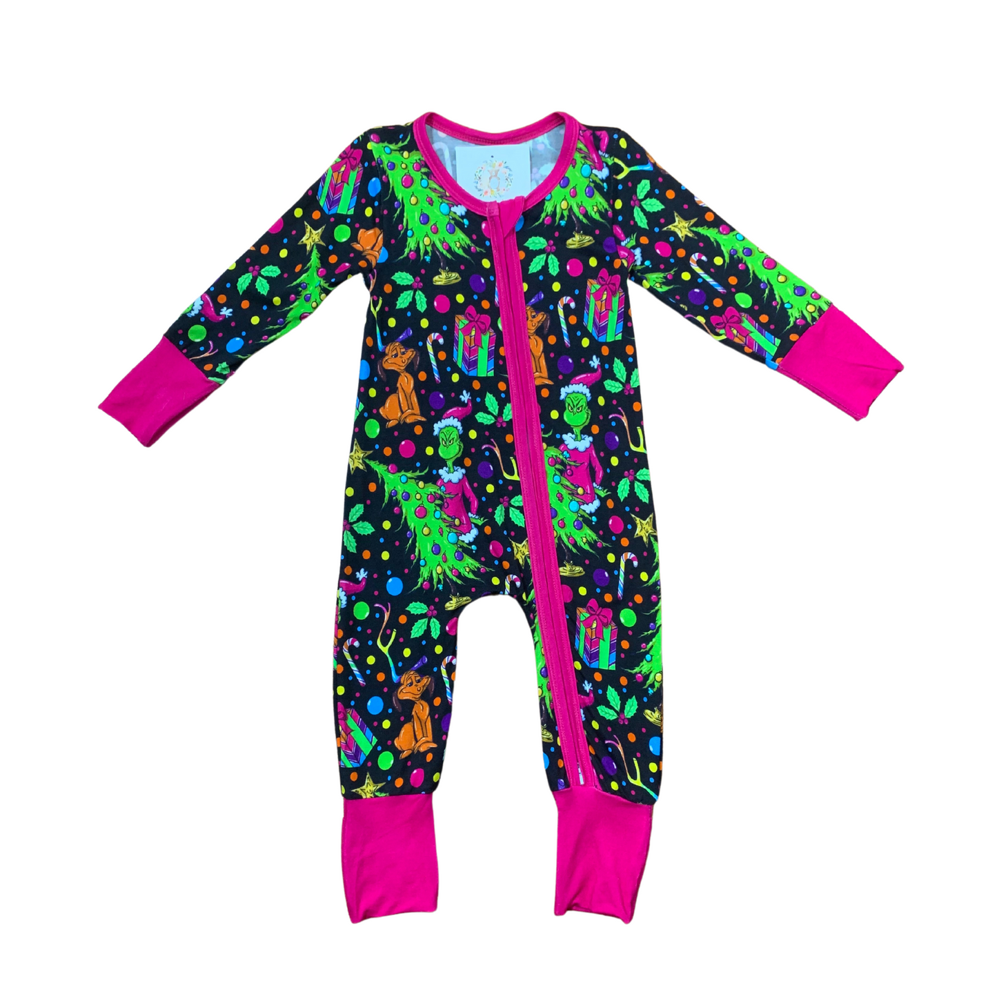 Neon Grinch Bamboo Romper