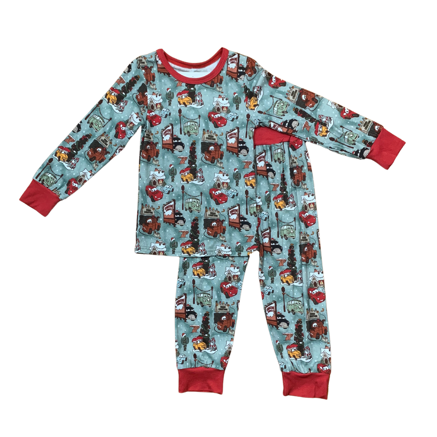 Christmas Cars Bamboo PJ's (Green)