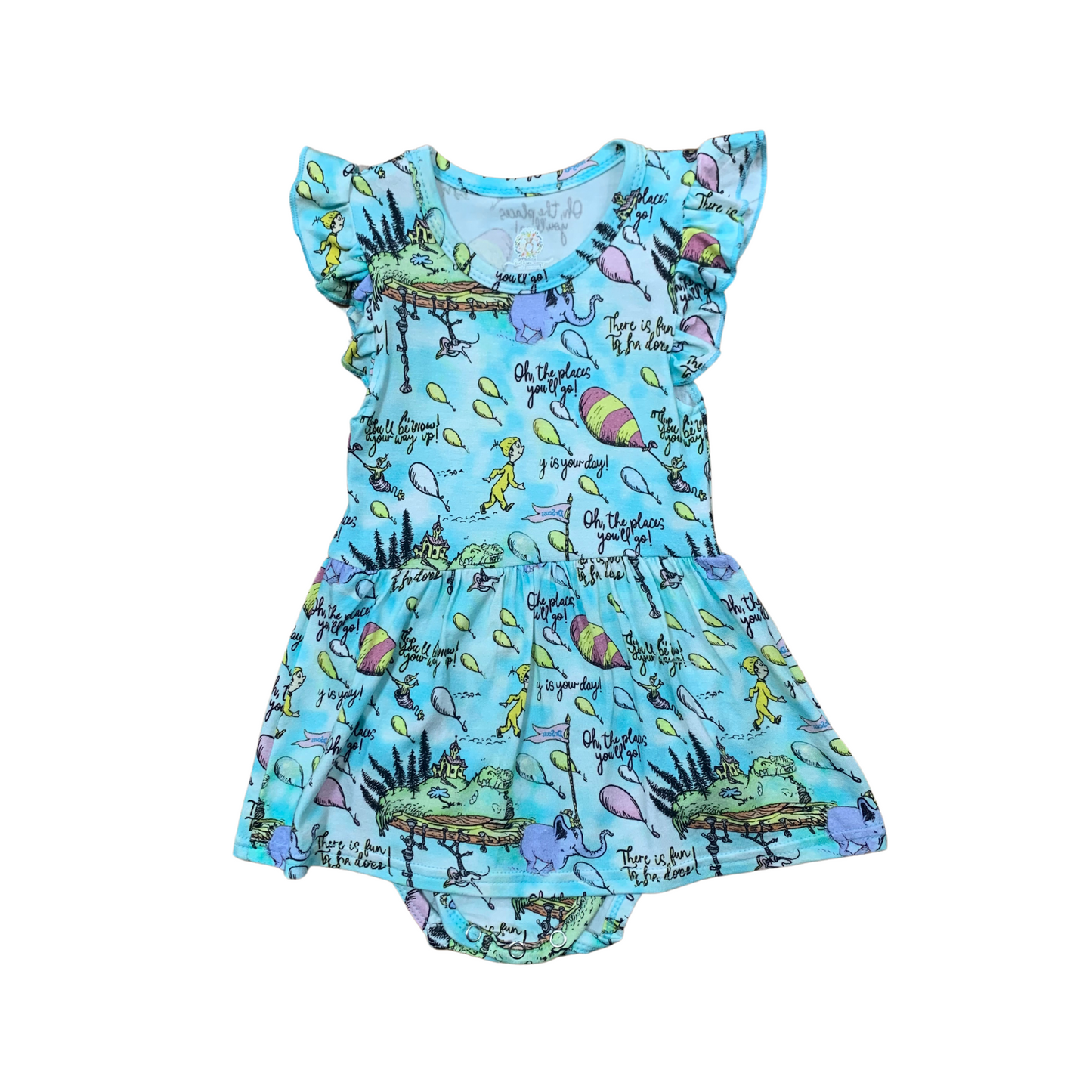 Oh The Places You'll Go Skirted Bamboo Romper