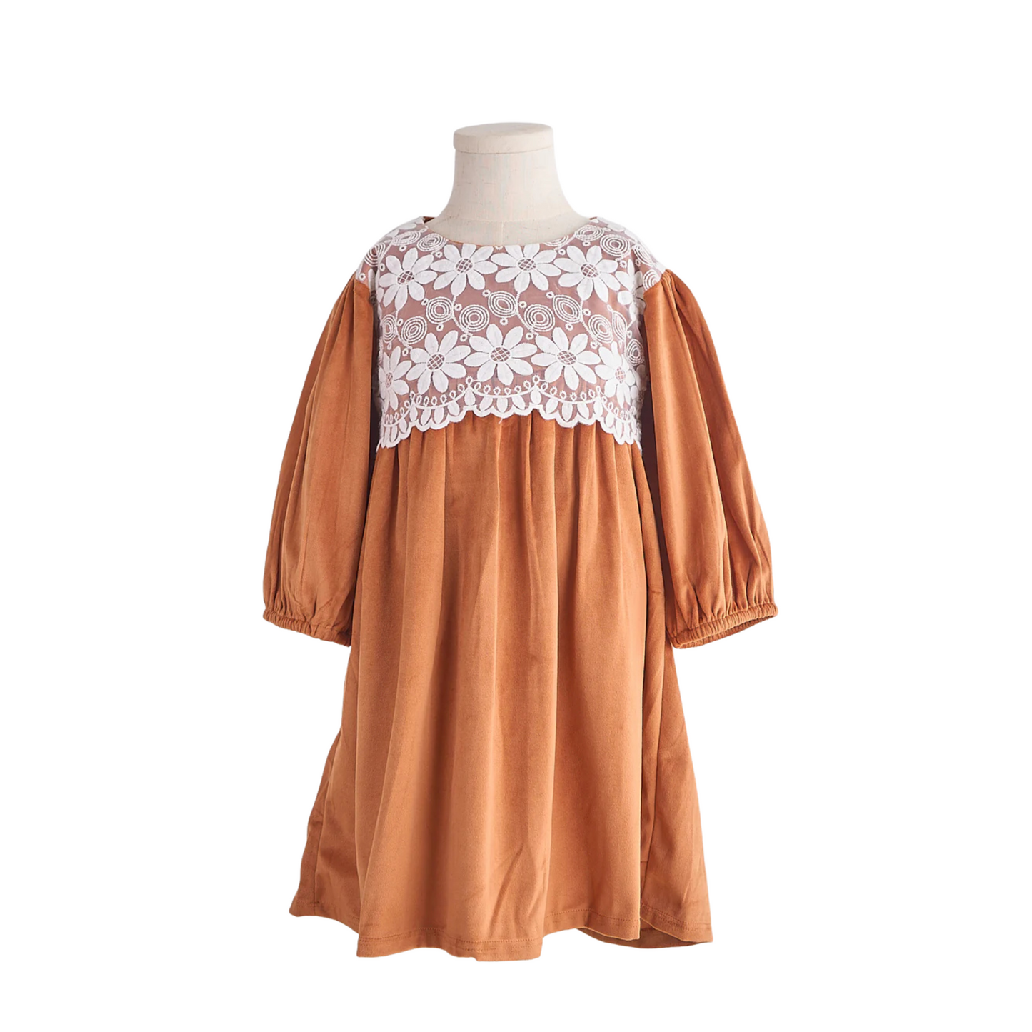 Carmel Velvet Lace Dress