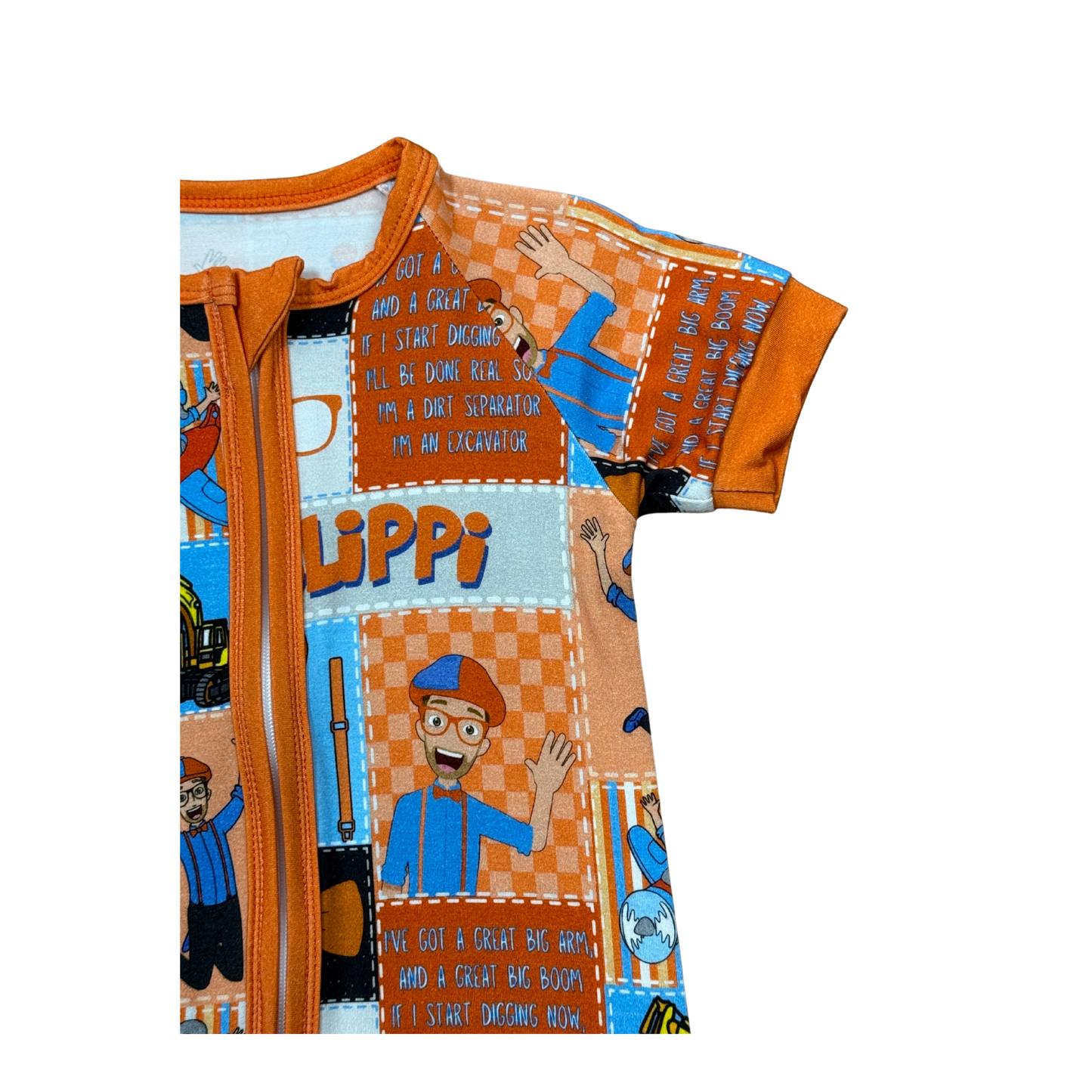 Patchwork Blippi Bamboo Short Romper