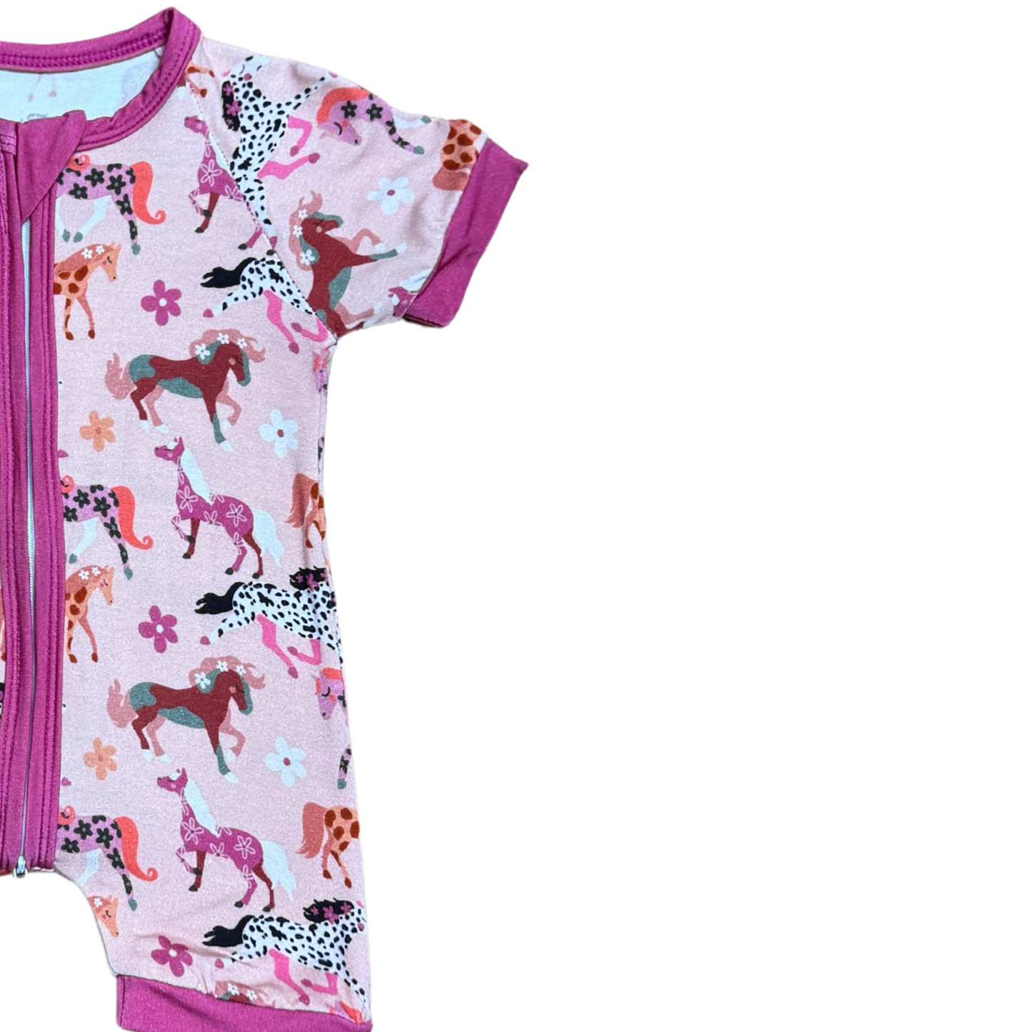 Pink Ponies Bamboo Short Romper