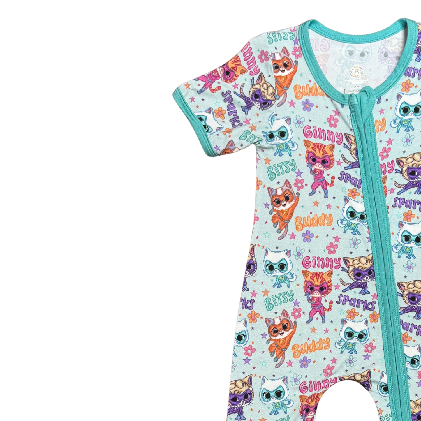 Super Kitties (Turquoise) Bamboo Romper