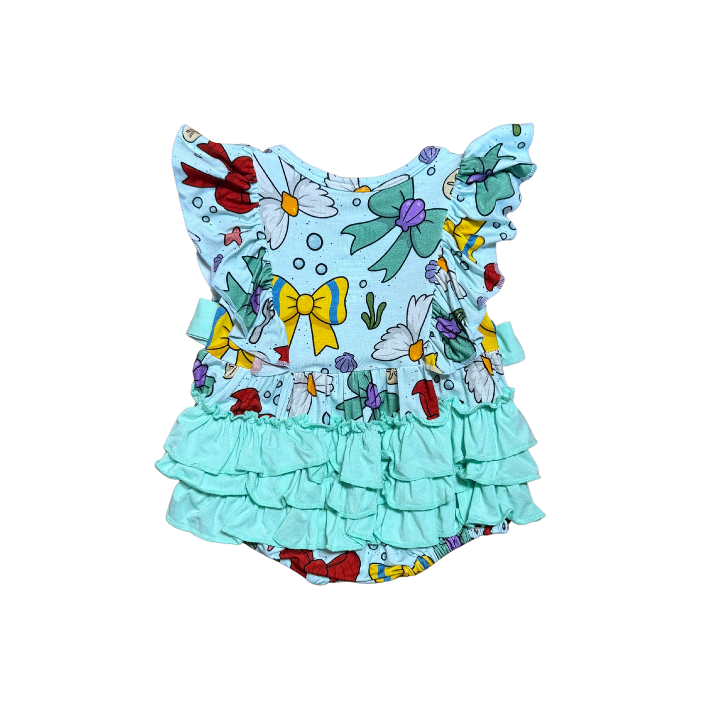 Little Mermaid Bows Bamboo Bubble Romper