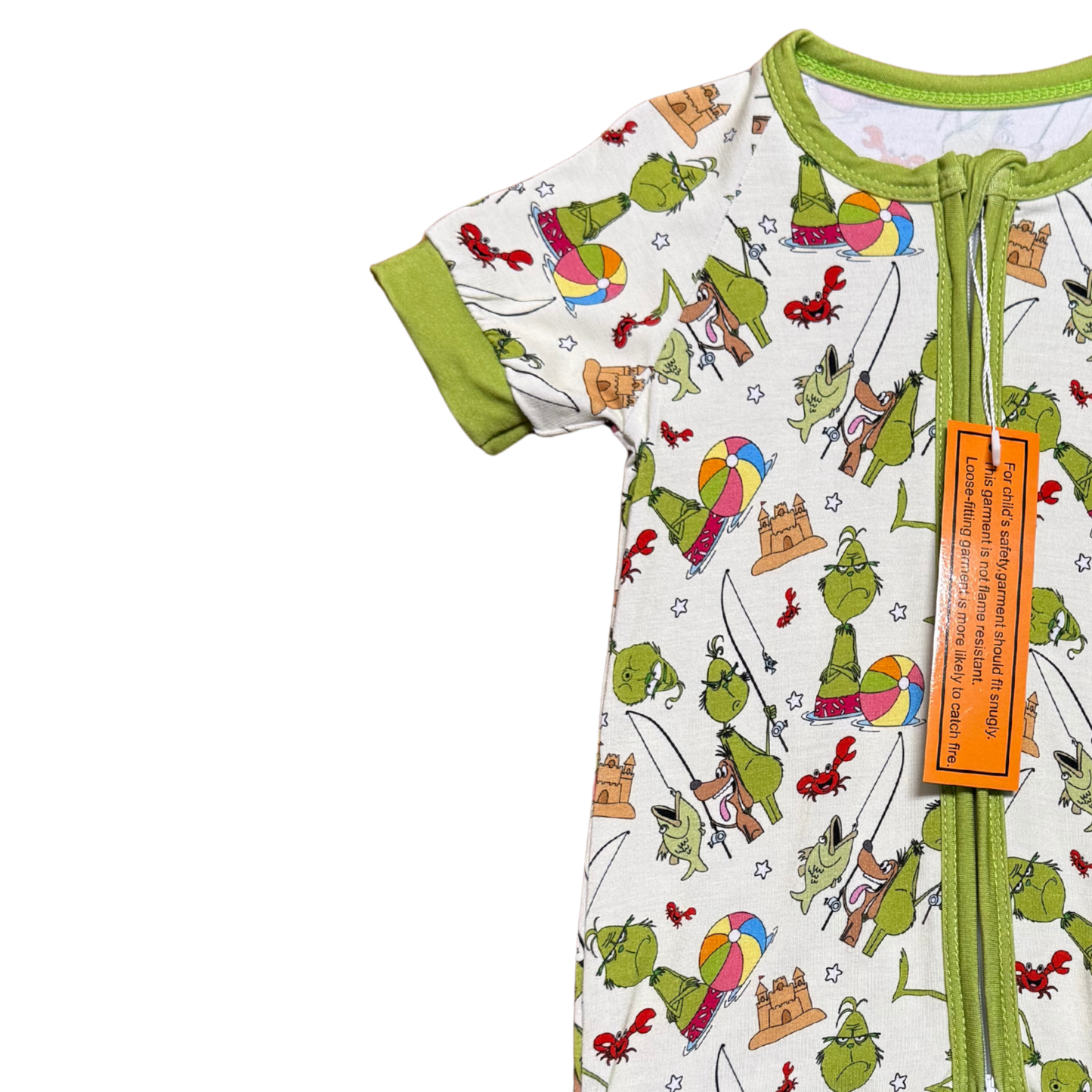 The Grinch Goes Fishing Bamboo Short Romper