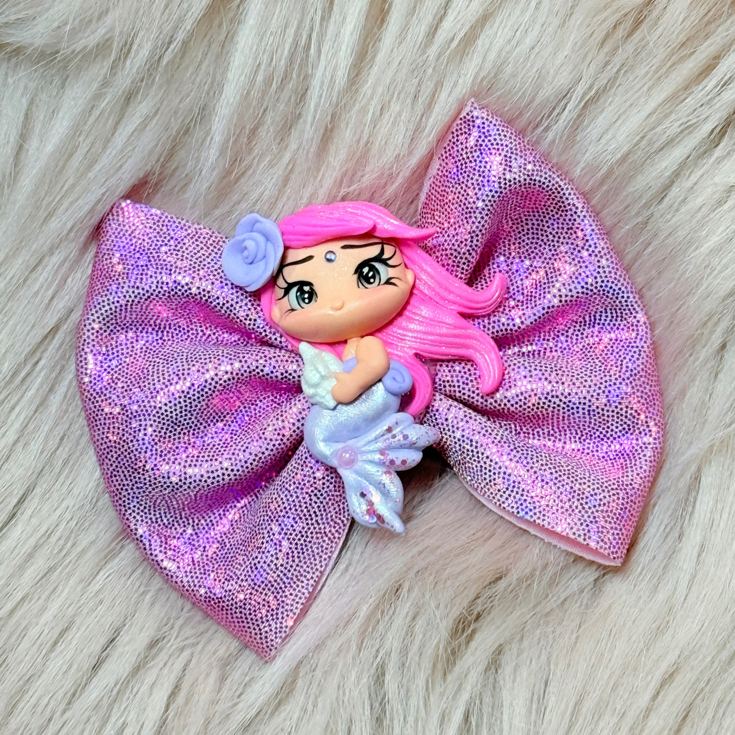 Pink Mermaid Clay Bow