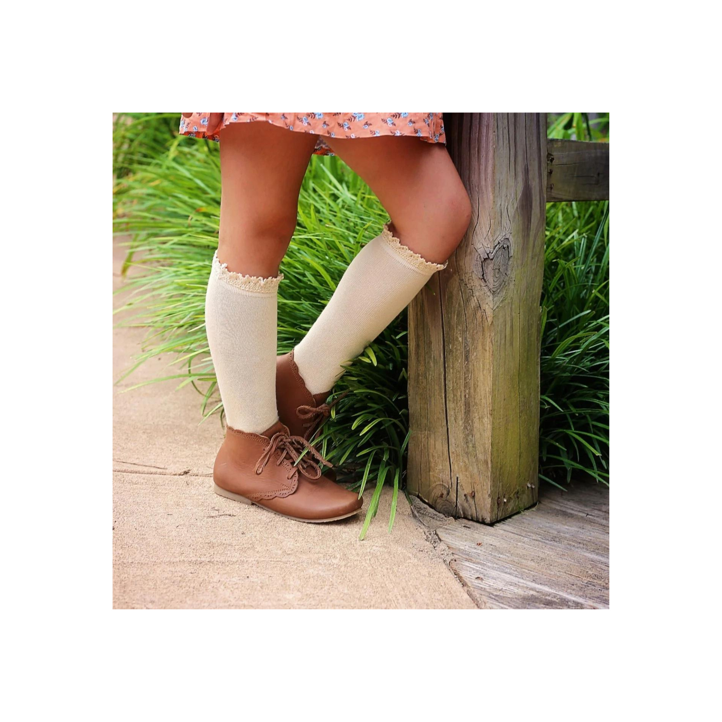 Vanilla Cream Cable Knit Knee High Socks