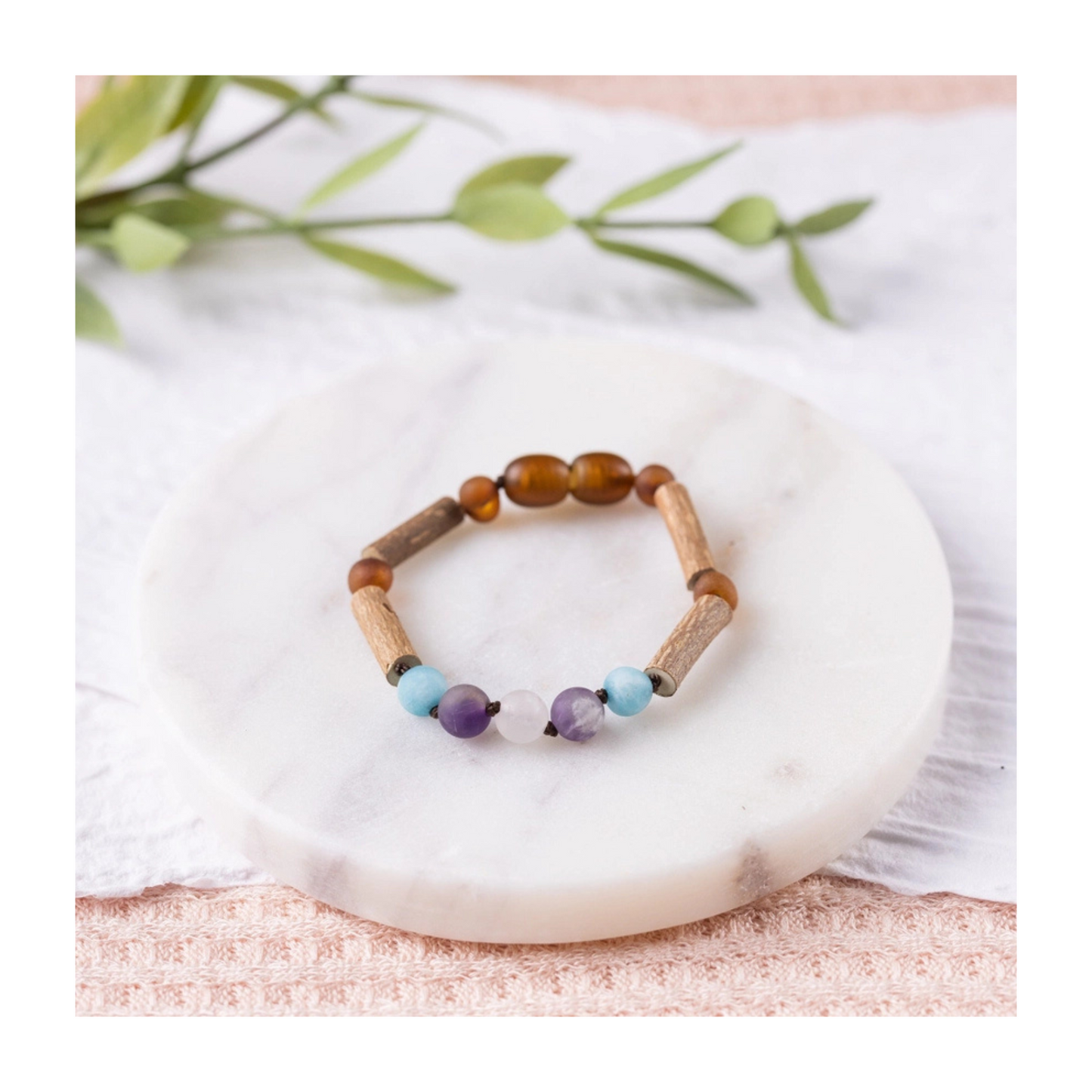 Mermaid Mix + Raw Cognac Amber Hazelwood Bracelet