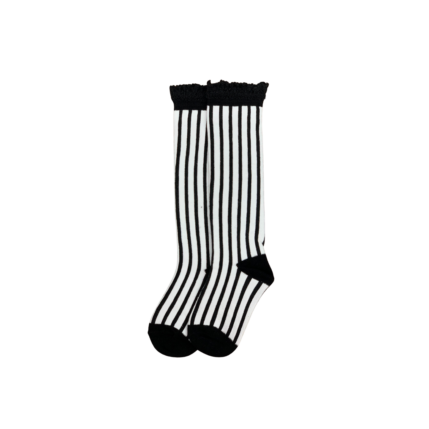 Black & White Striped Fancy Knee High Socks