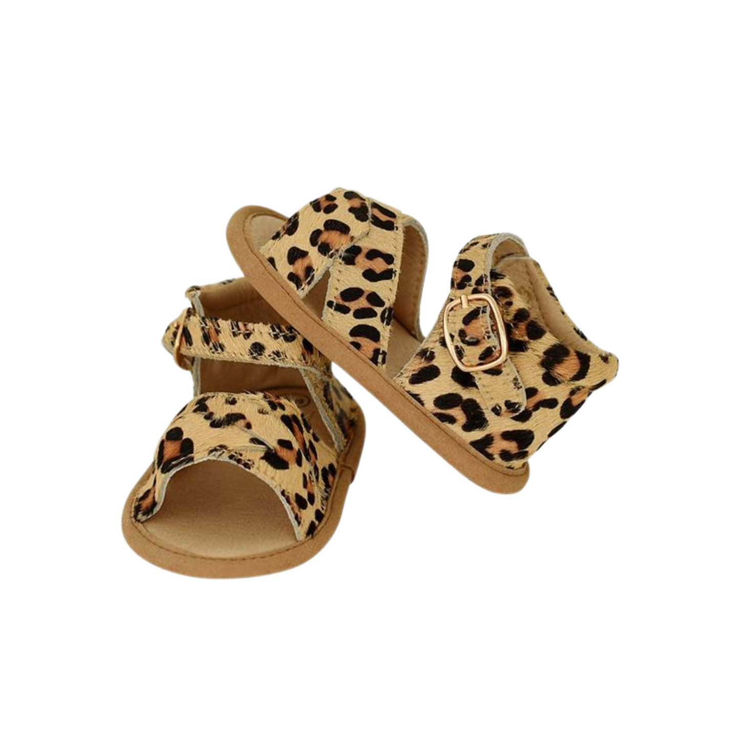 Leopard Split-Soled Leather Baby Sandals