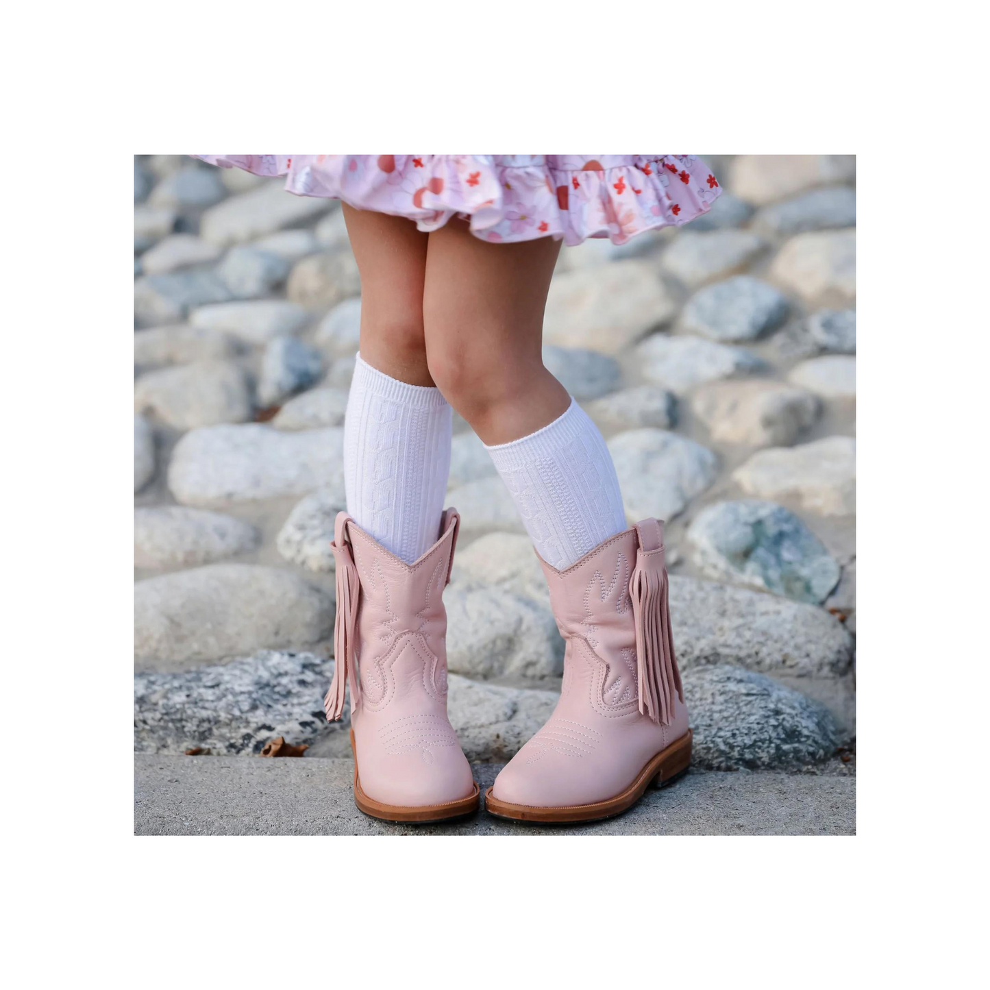 White Cable Knit Knee High Socks