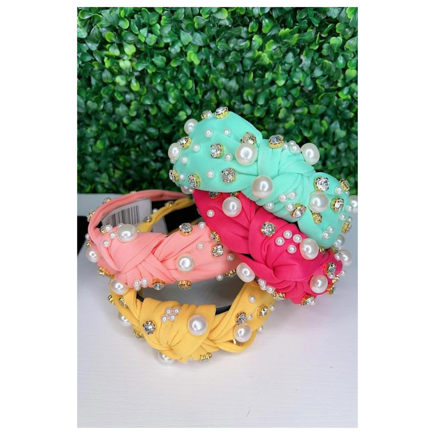 Mint Rhinestone & Pearl Headband