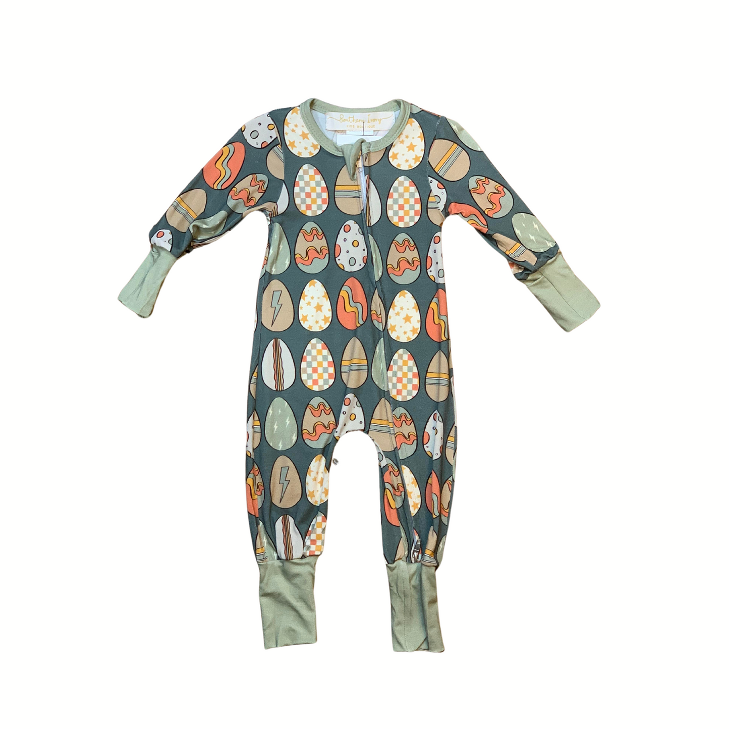 Groovy Easter Eggs Bamboo Romper (Green)