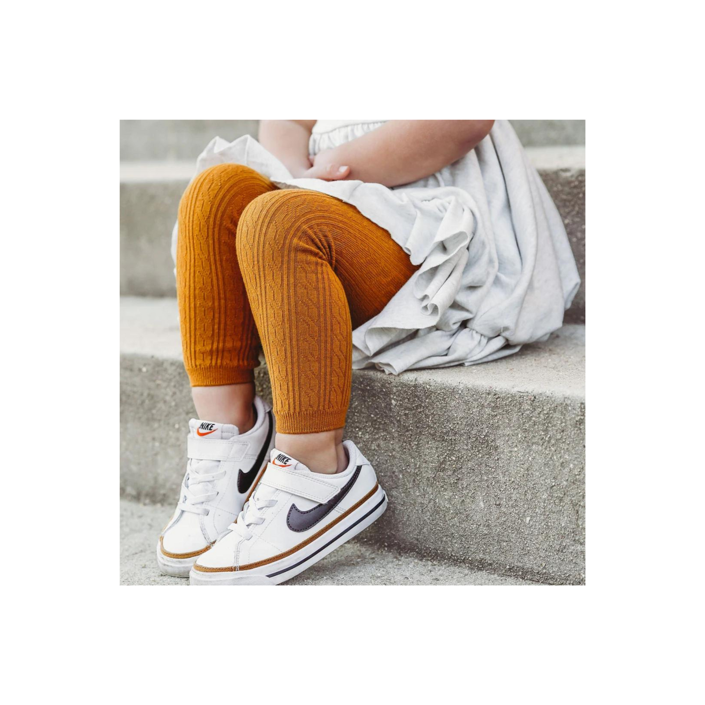 Mustard Cable Knit Footless Tights