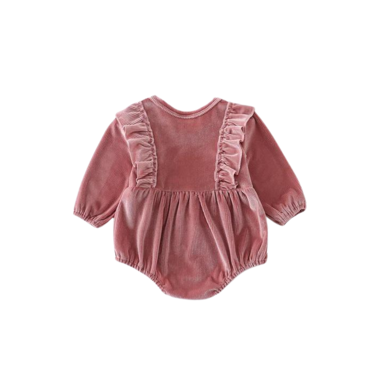 Pink Ruffle Velvet Romper