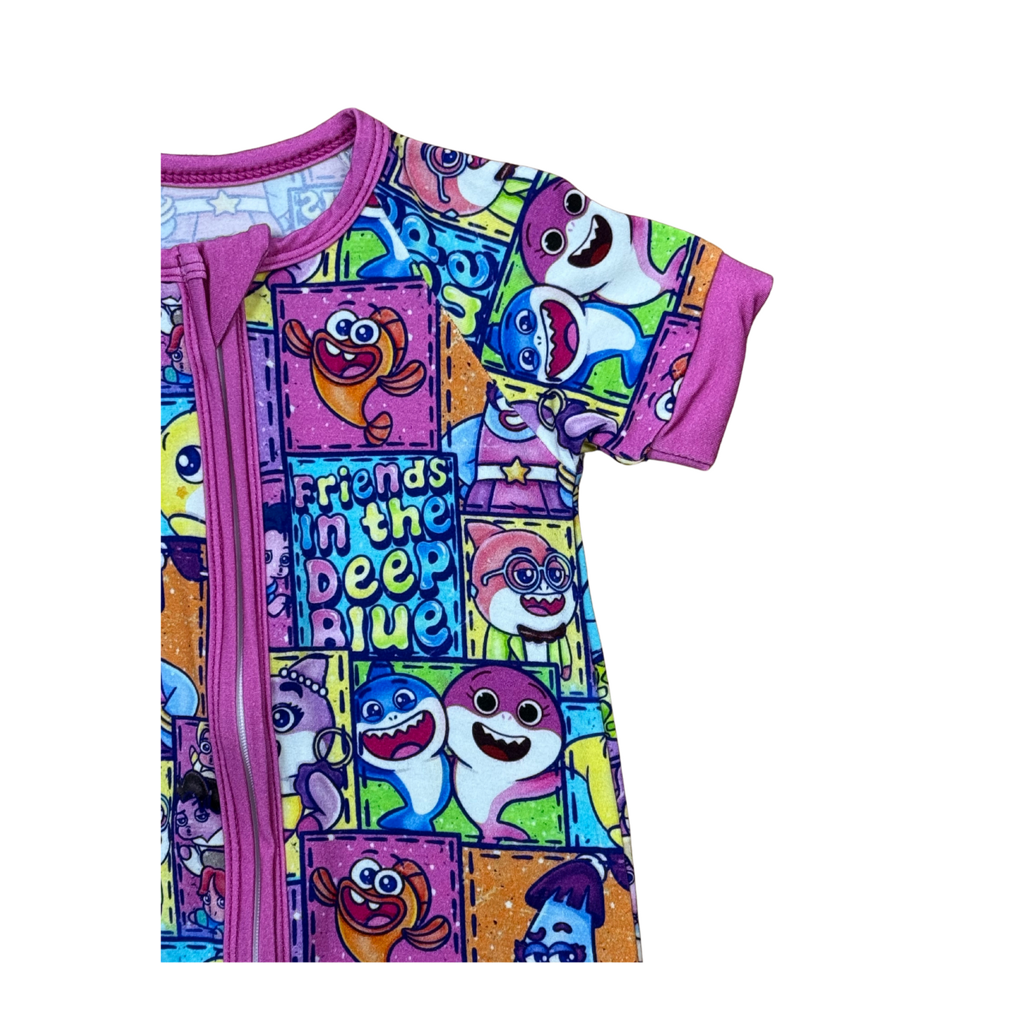 Friends In The Deep Blue Bamboo Short Romper