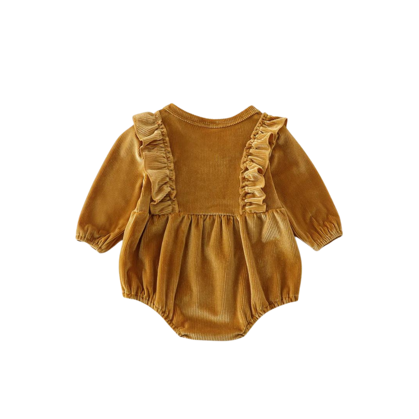 Gold Ruffle Velvet Romper