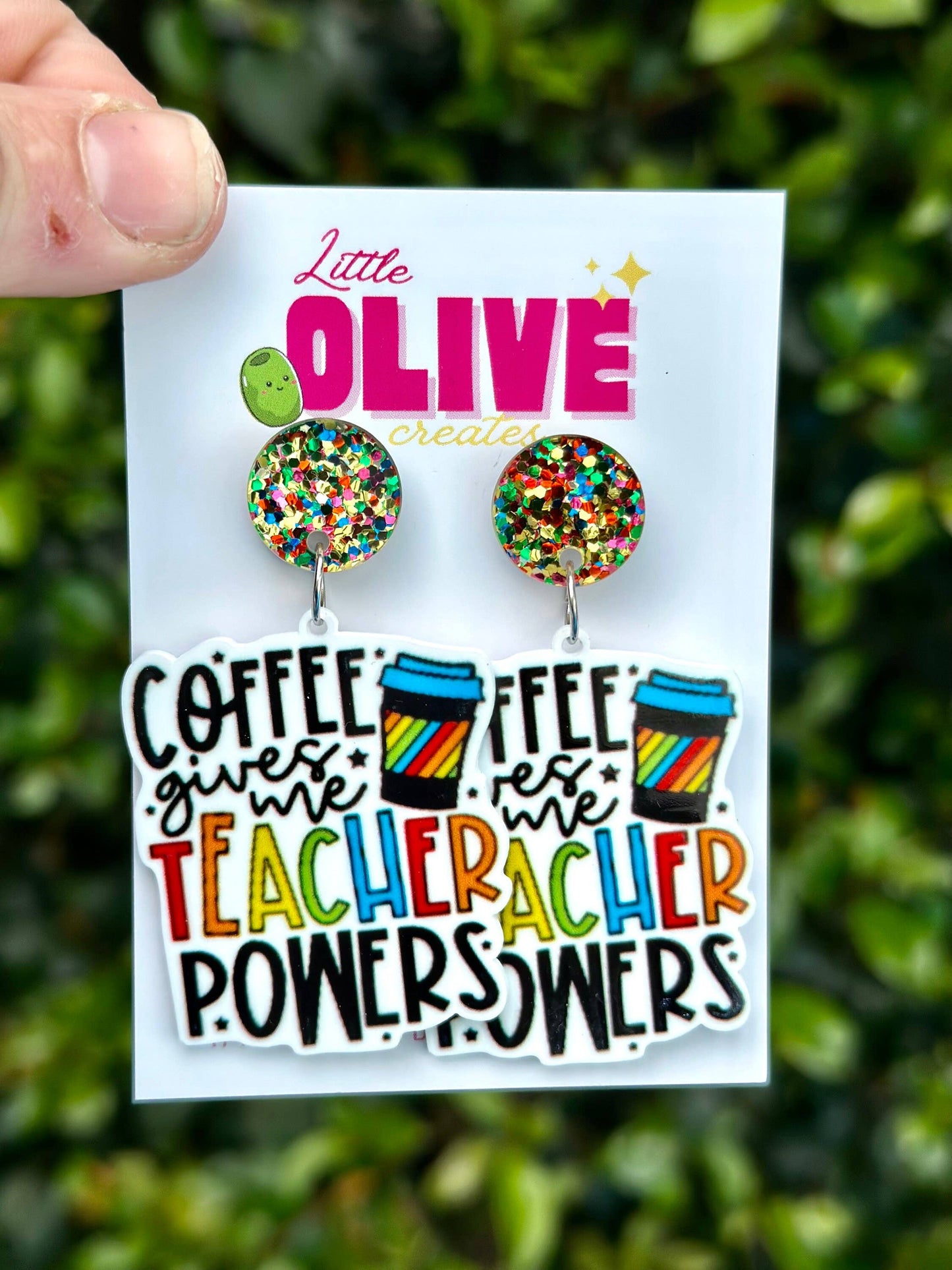 Coffee Teacher Powers Dangle Earrings