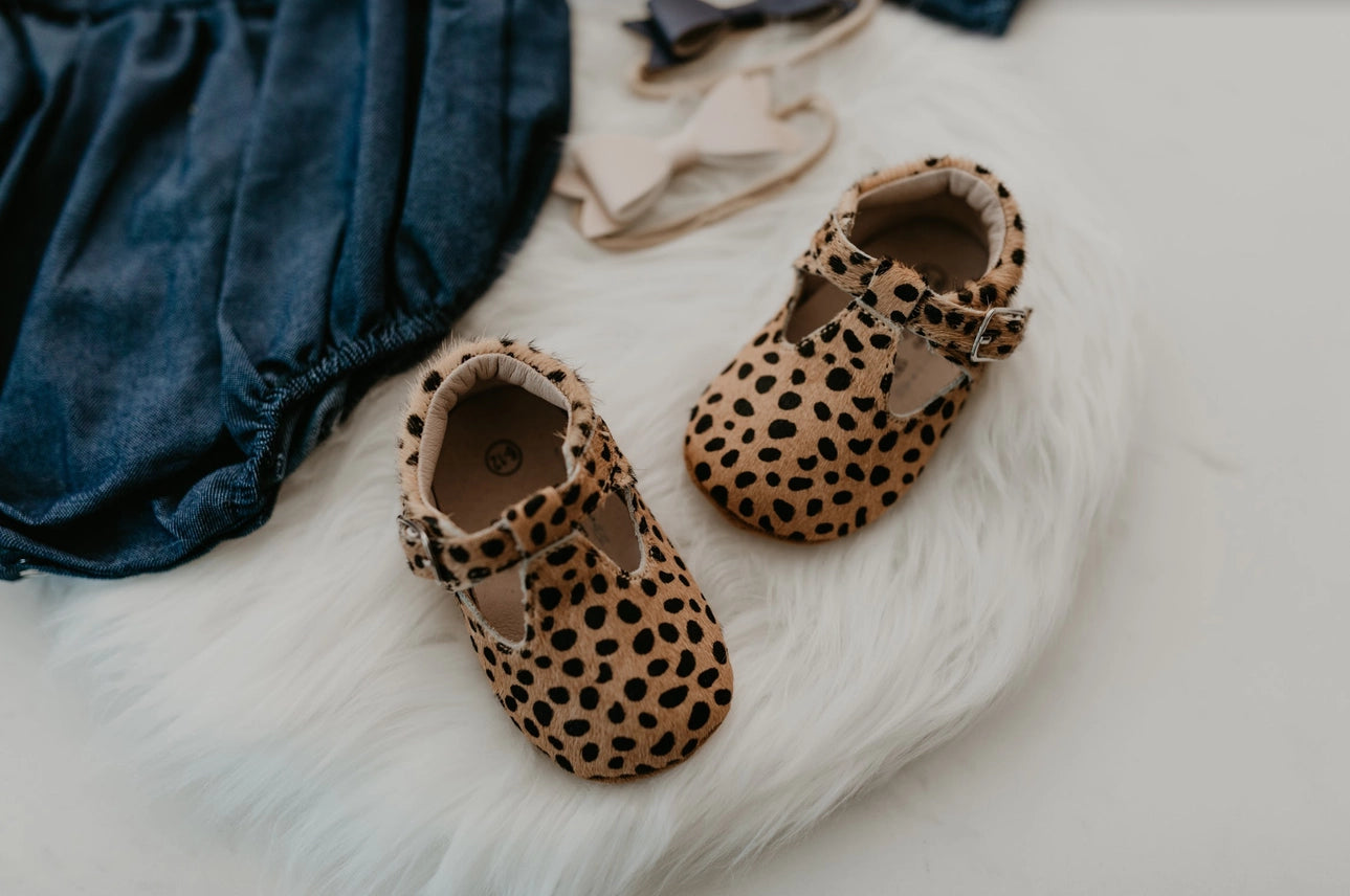 Leopard Soft-Soled Leather Baby Mary Janes