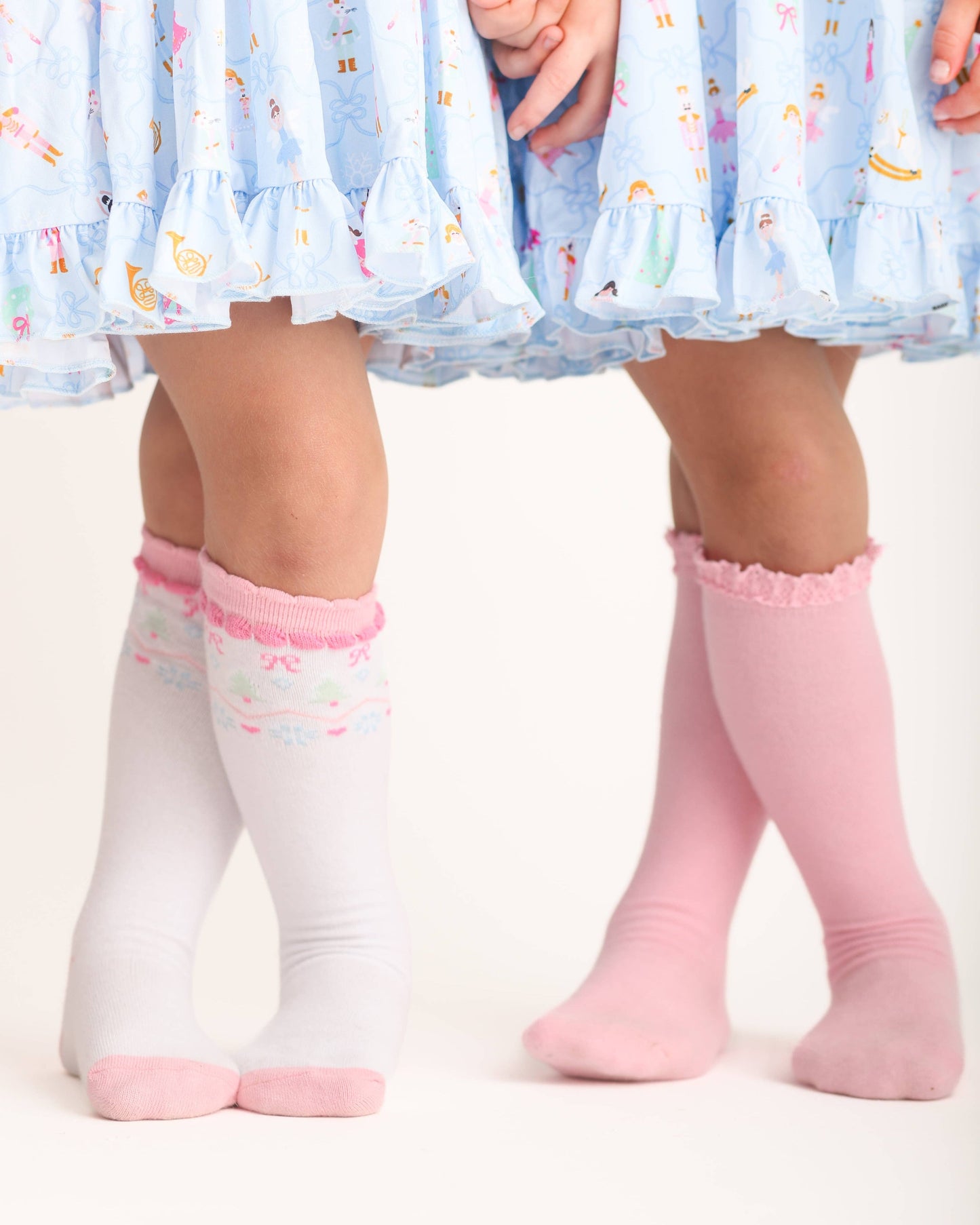 White Fair Isle Knee High Socks