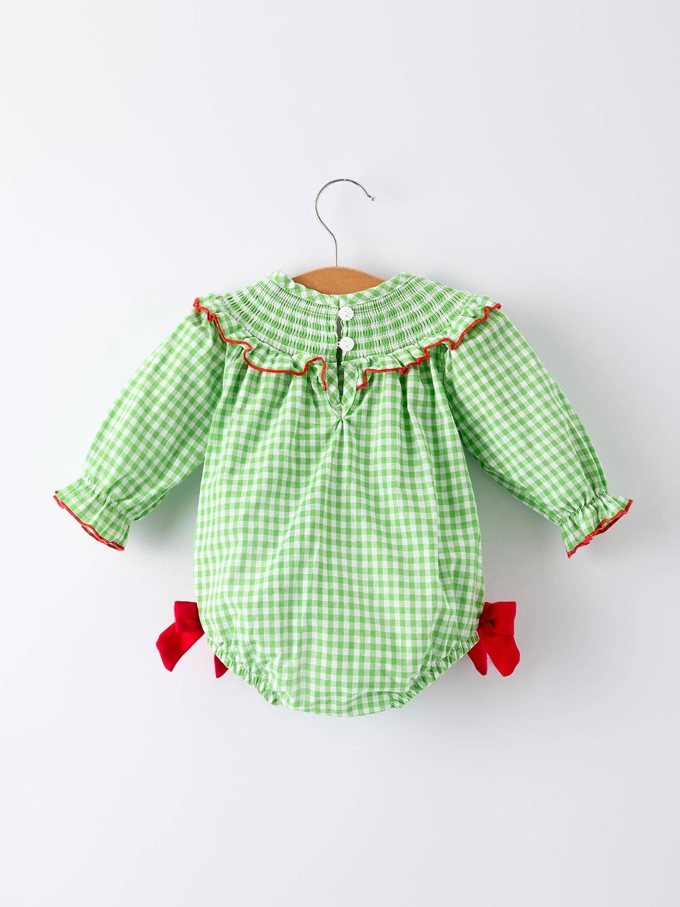 Christmas Tree Smocked Embroidery Romper