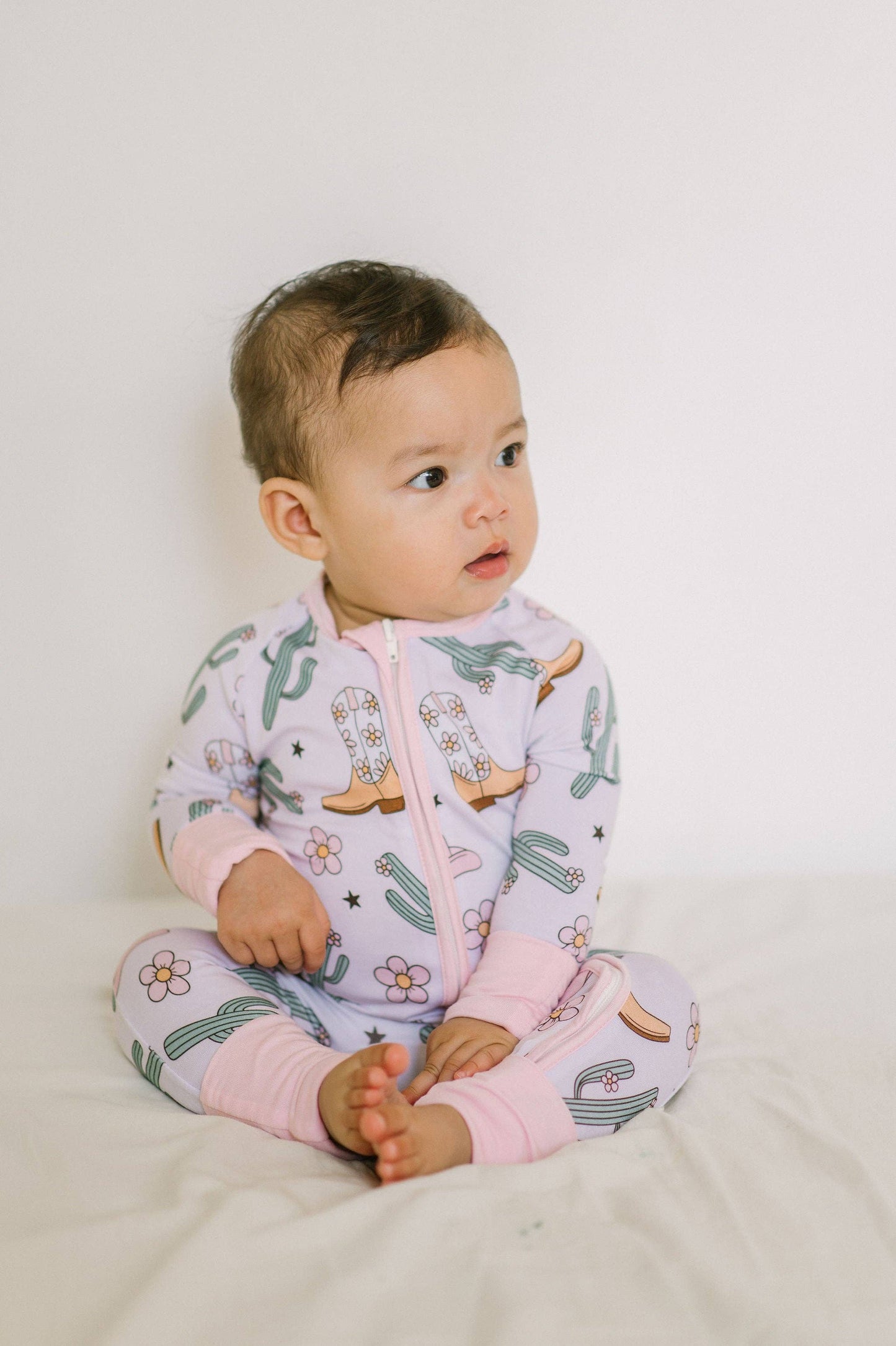 Pink Cowgirl Bamboo Zipper Romper