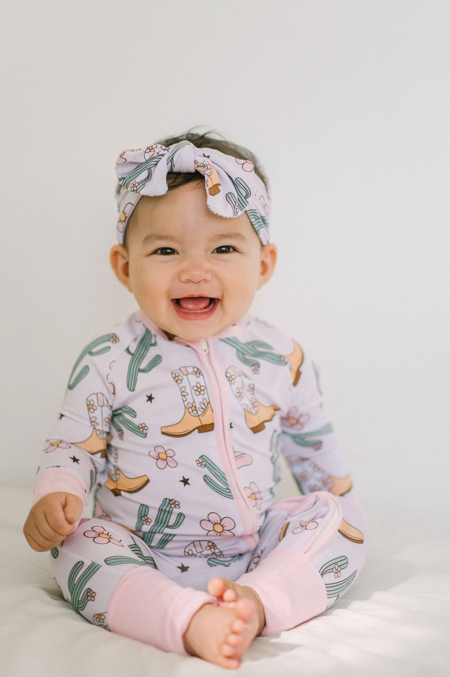 Pink Cowgirl Bamboo Zipper Romper