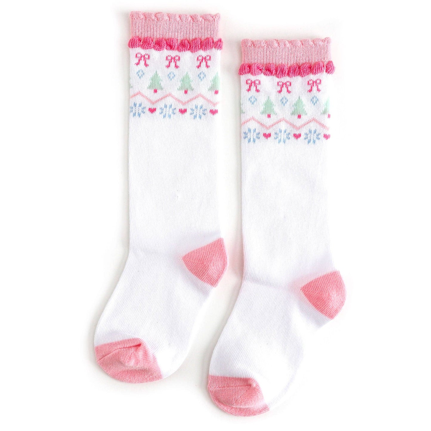 White Fair Isle Knee High Socks